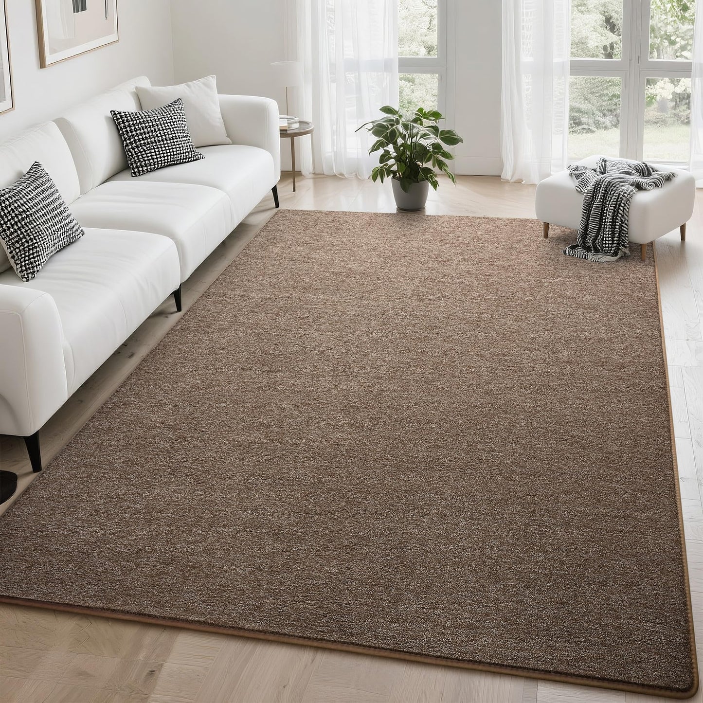 Tepook Soft Rugs for Living Room Bedroom, 4x6 Brown Modern Washable Non-Slip Area Rug, Indoor Memory Foam Carpets for Boys Girls Room Home Decor