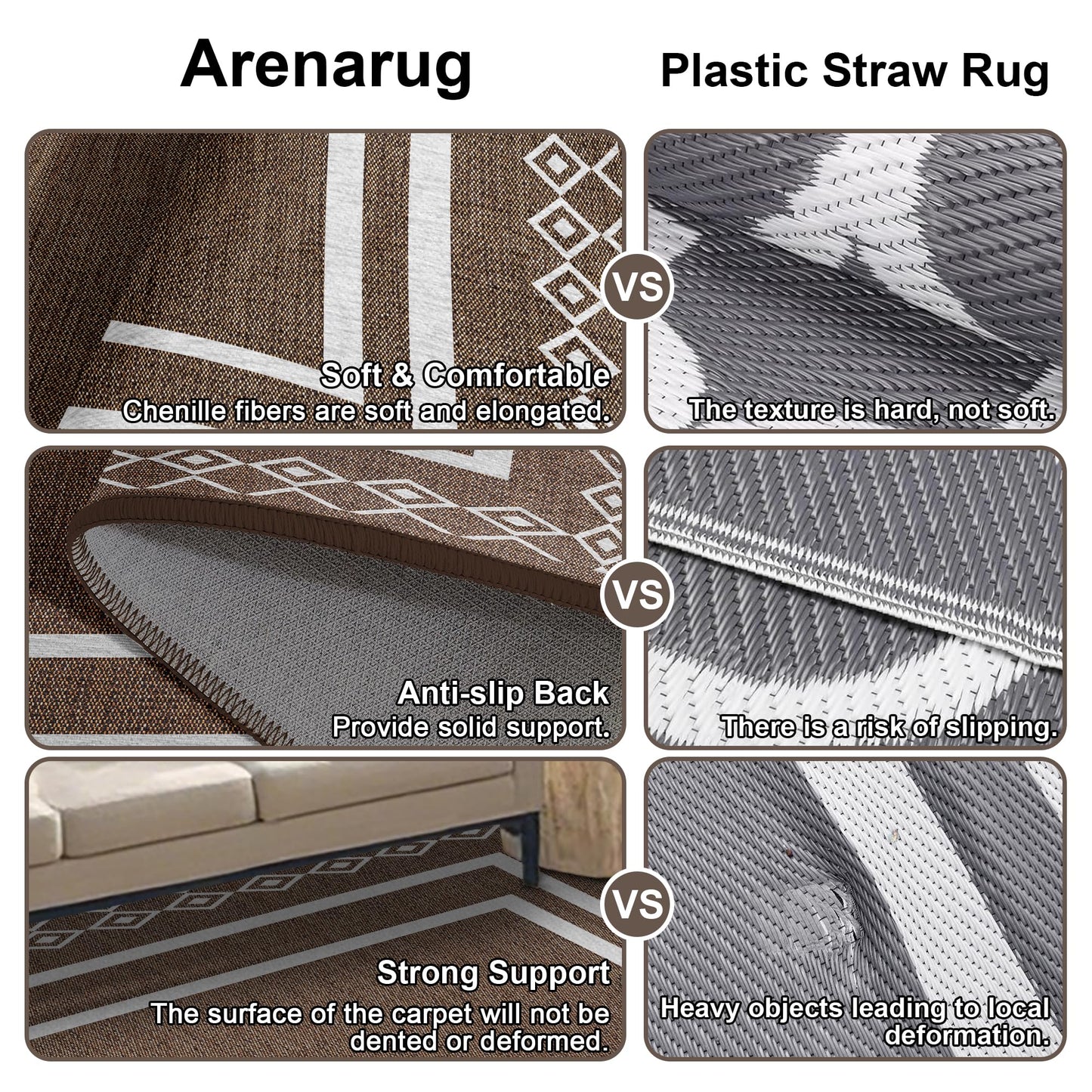Arenarug Outdoor Patio Rug, Outside Rectangular Carpet, Moroccan Geometric Rugs, Washable Large Indoor Outdoor Rug 8x10 Mats for RV, Picnic, Backyard, Deck, Balcony, Porch, Beach