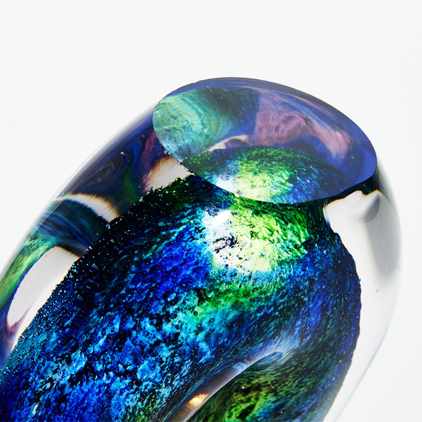 Luxury Lane Hand Blown Abstract Hollow Tear Drop Sommerso Art Glass Sculpture for Home Decor 8.5 inch Tall Centerpiece Table Decoration