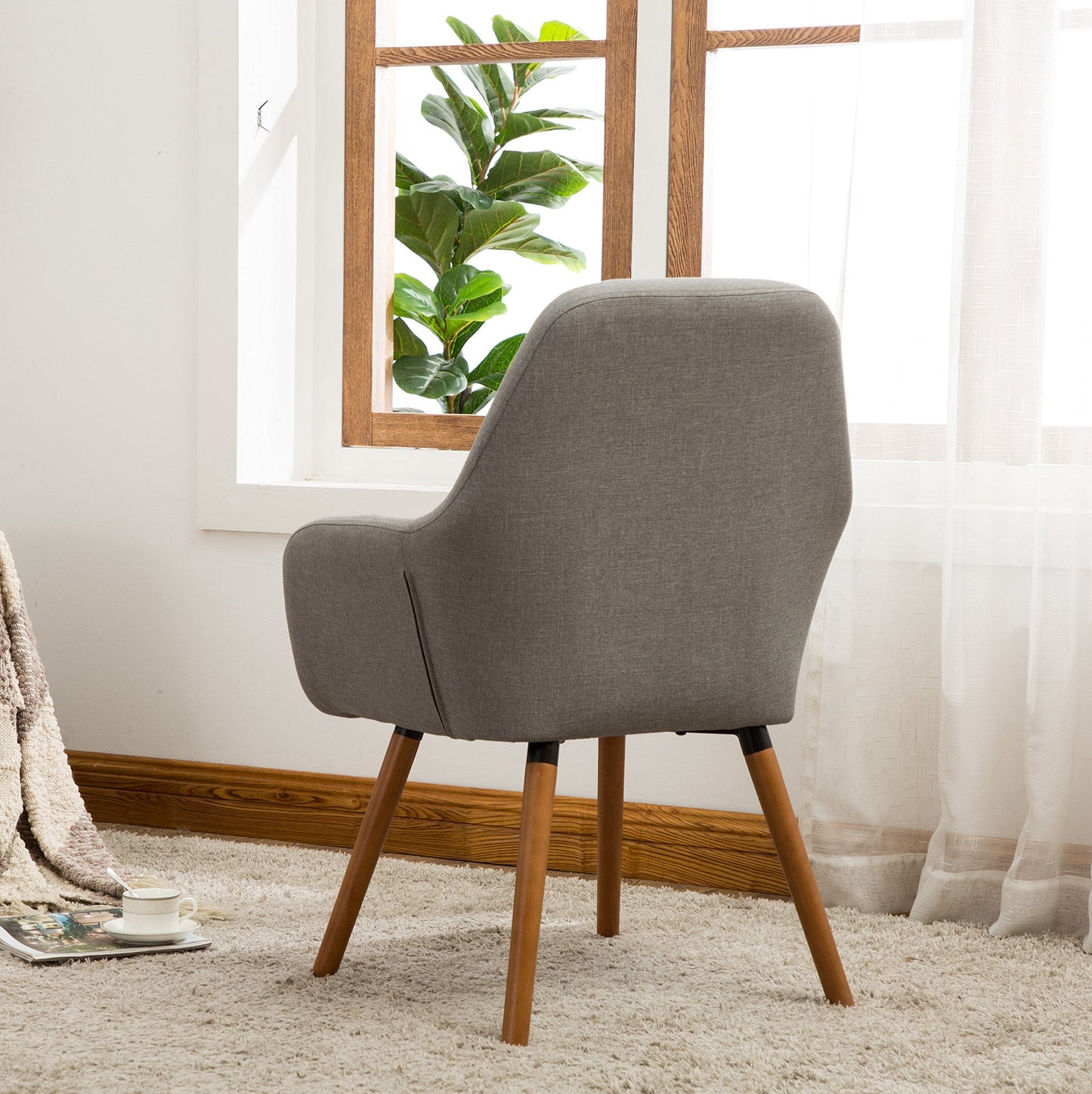 Roundhill Furniture Tuchico Contemporary Fabric Accent Chair,Arm Rest, Gray