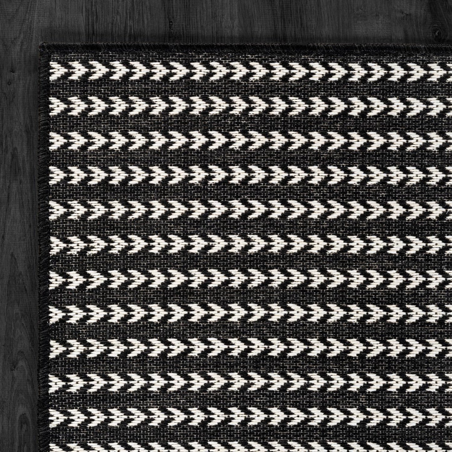 Washable Outdoor Rug 6x9 Modern Area Rugs Outdoor Carpets Striped Pattern Non Shedding Waterproof Easy Clean Patio Deck Porch Living Room Bedroom Garden RV (6 X 9 Black)