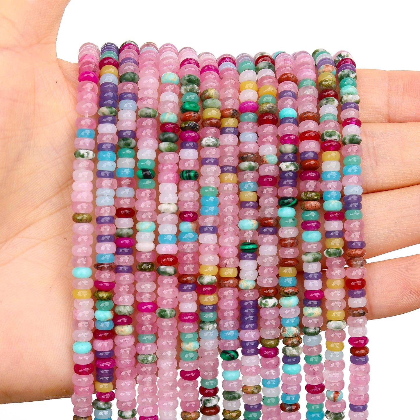 BONNY BOXX 1 Strand (150PCs) Natural 2 * 4mm Colorful Rondelle Beads, Natural Abacus Disk Stone Beads Loose Spacer Gemstone for DIY Bracelet Necklace Jewelry Making