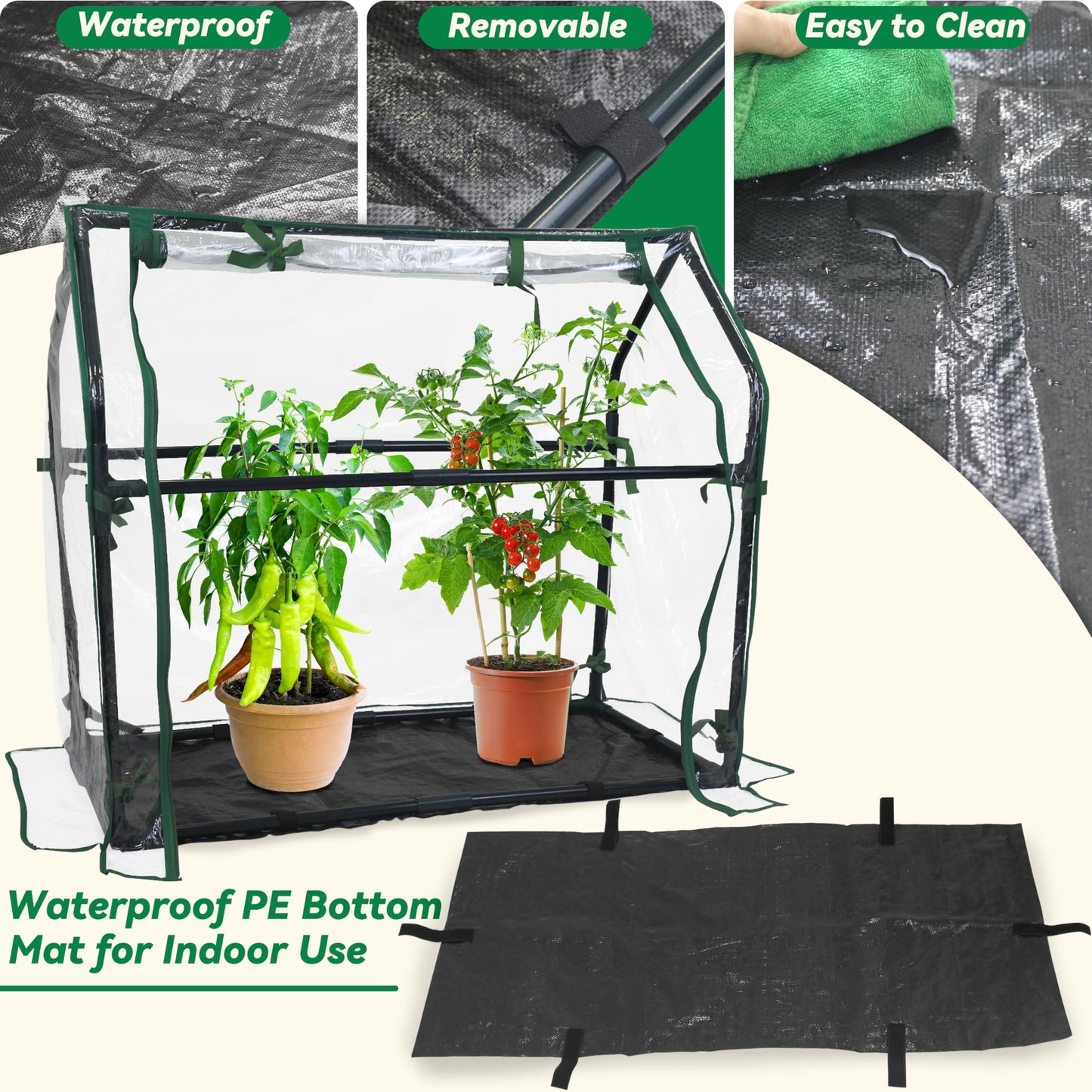 Gardzen Mini Greenhouse with Waterproof Base, Indoor/Outdoor Tabletop Greenhouse for Seed Starting, Plant Protection, Gardening & Winter Shelter, 36.2"(L) x18.9(W) x33.3(H)