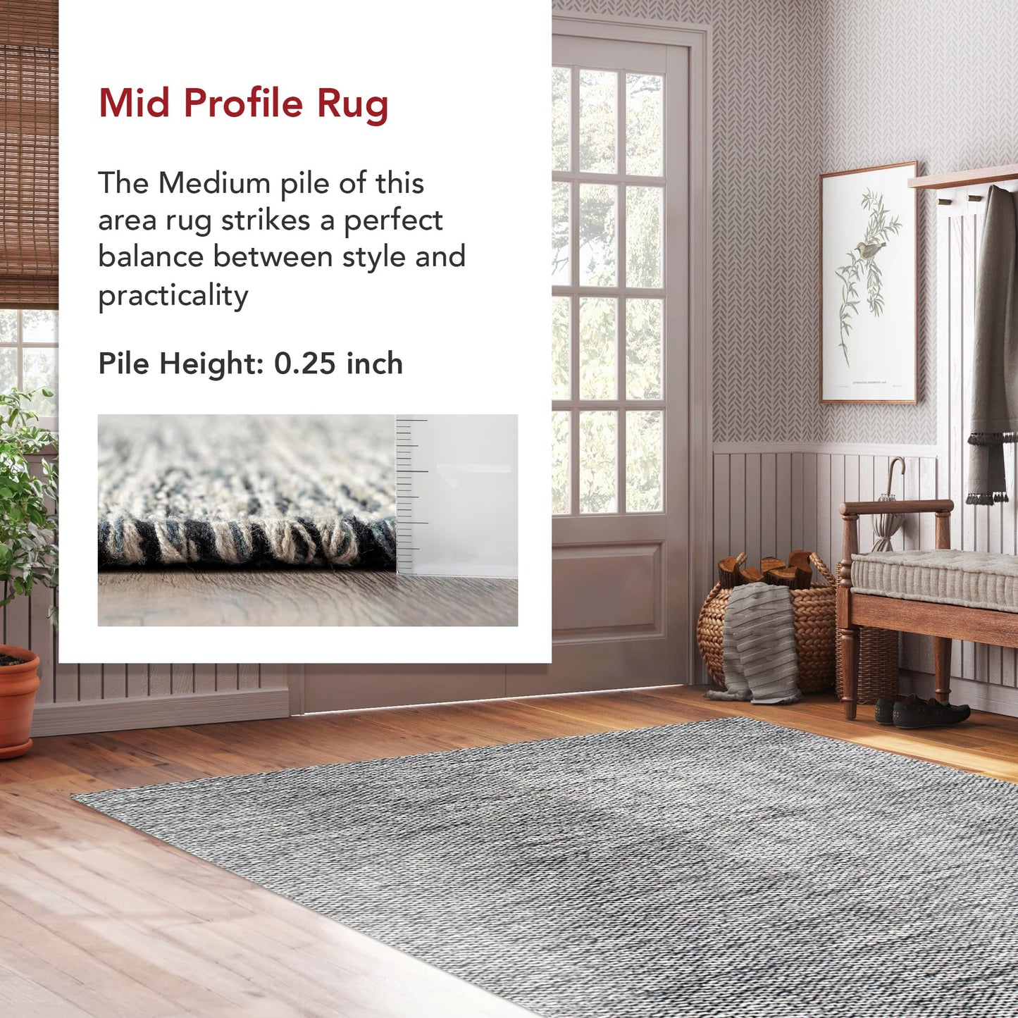 nuLOOM Alessi Solid Farmhouse Cotton Area Rug, 5x8, Grey