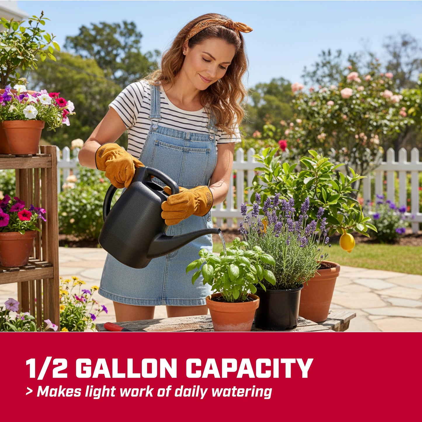 Chapin 48000 Watering Can, Garden, Indoor and Outdoor Plants, Recycled Plastic, Made in USA, Black, 0.5 Gallon (2.3 Liters)