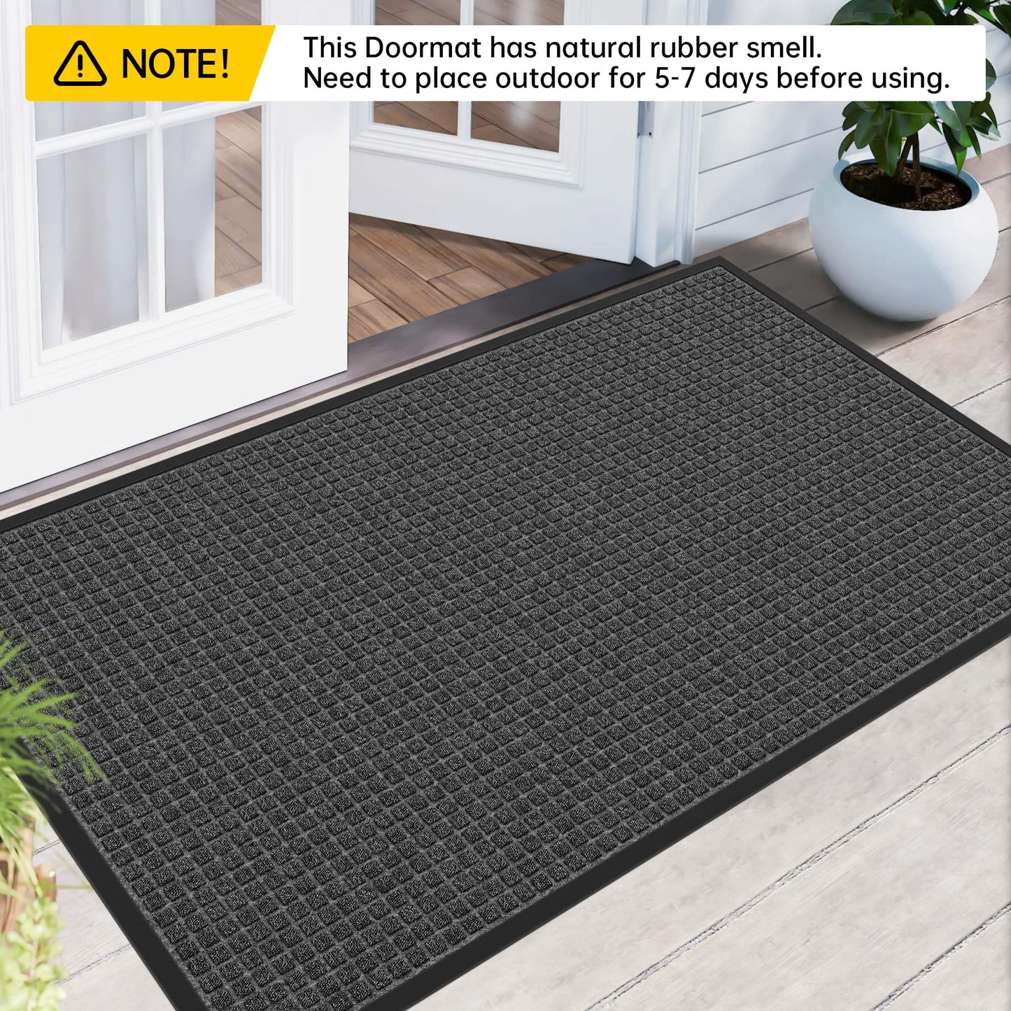 HOMEK Sturdy Front Door Mat Outside Entrance, 4' x 3' All-Season All-Weather Doormat Waterproof, Stain and Fade Resistant, Natural Rubber Indoor Outdoor Welcome Door Mat Trap Dirt