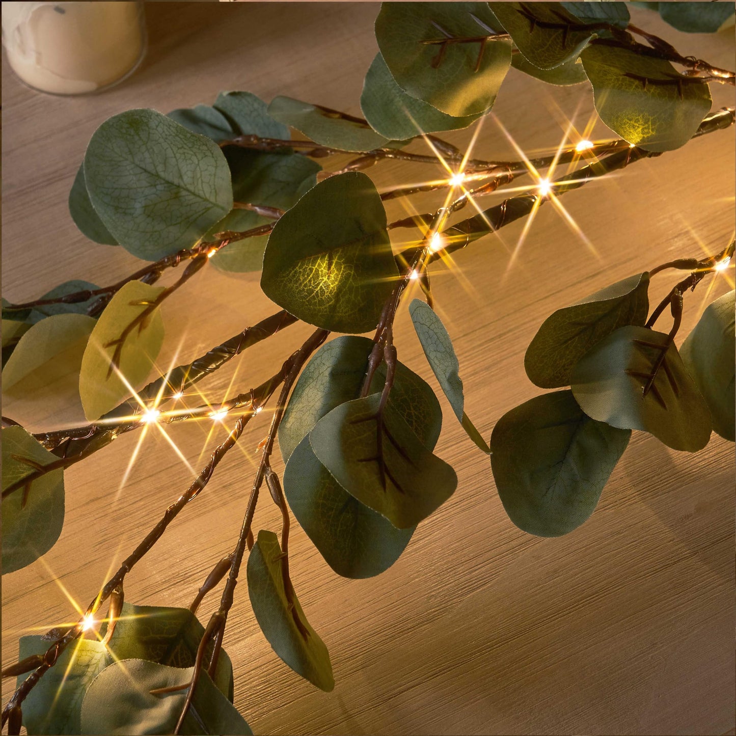 LITBLOOM Lighted Eucalyptus Garland Battery Operated with Timer 6FT 96 LED Artificial Greenery Twig Vine Lights for Room Stairs Mantle Wedding Holiday Decoration Indoor Outdoor