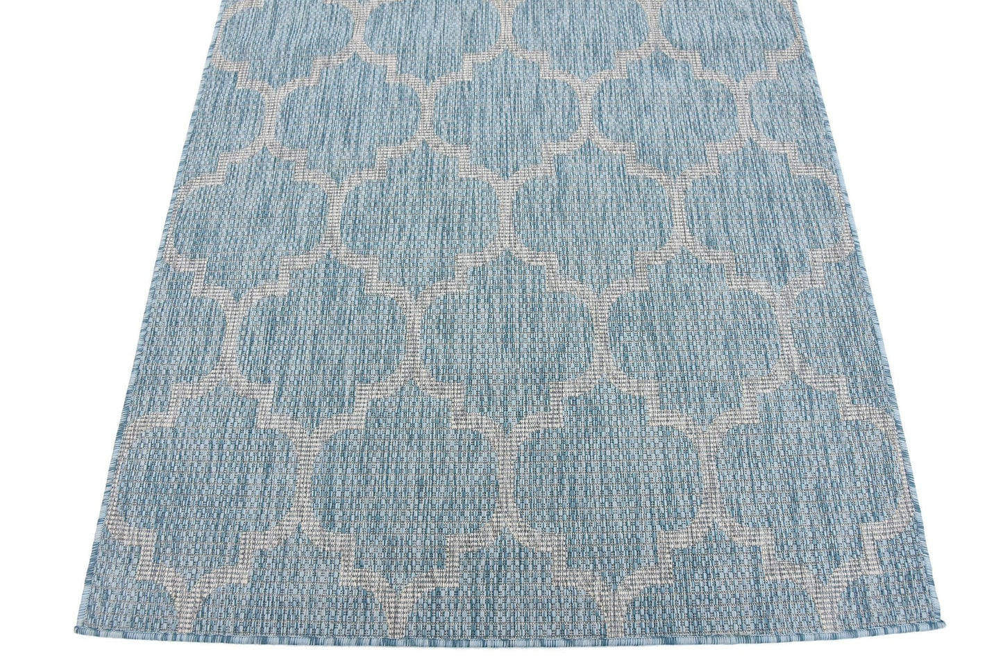 Unique Loom Outdoor Trellis Collection Area Rug (4' 1" x 6' 1" Rectangle, Aquamarine/ Gray)