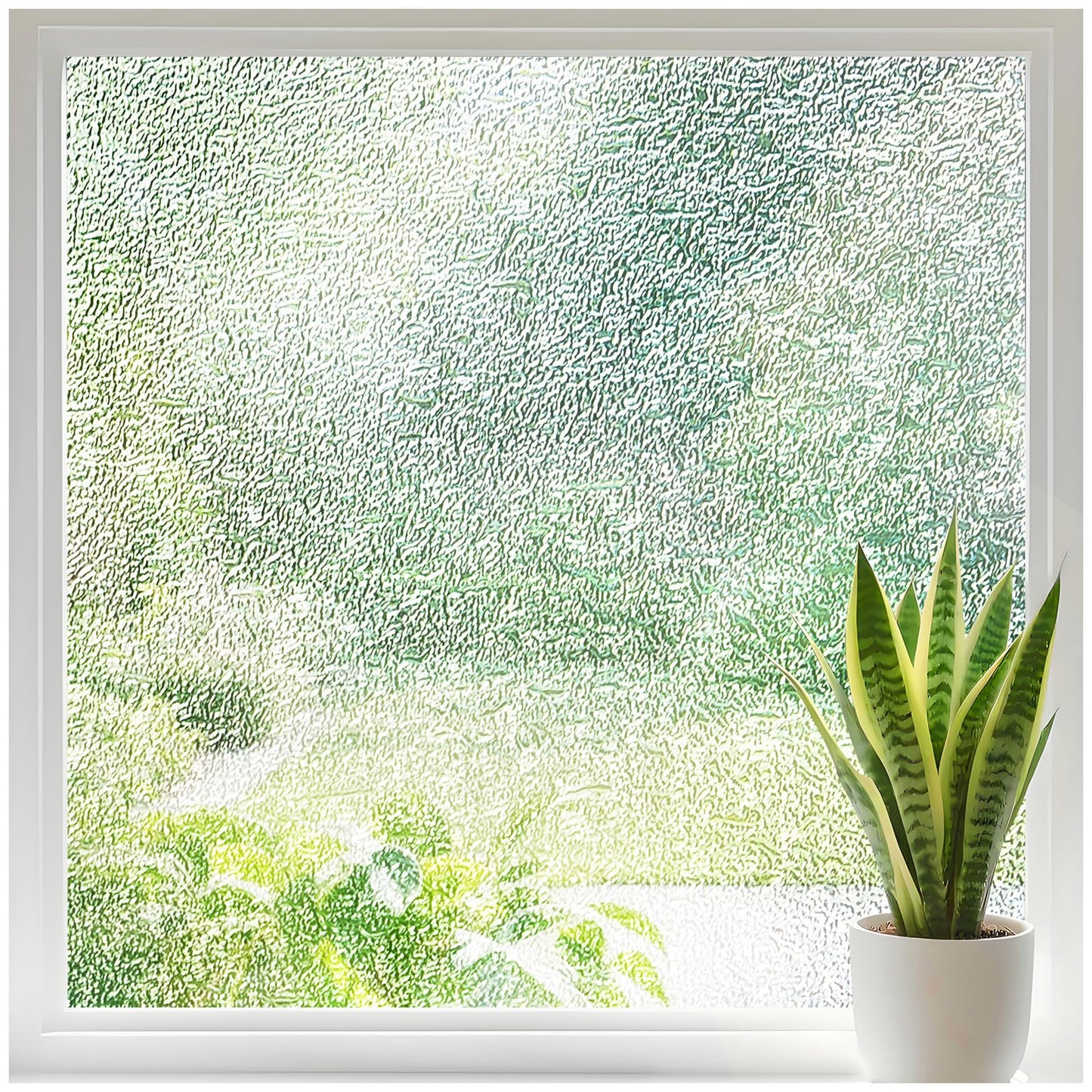 Borskyn Frosted Glass Window Privacy Film with Ice Vein Texture, Static Cling UV Blocking Removable Covering, Decorative Frosting Film for Home Office Bedroom Door, Clear, 17.5 x 78.7 Inches