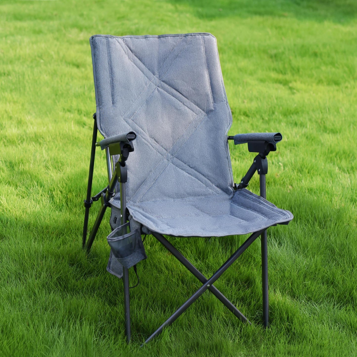 SUNNYFEEL Outdoor Reclining Camping Chairs Adjustable 3 Position Foldable Heavy Duty Adults 300 LBS Capacity for Adults Lounge with Cup Holder, Heated Folding Camp Chair Lawn Patio Outdoor Porch