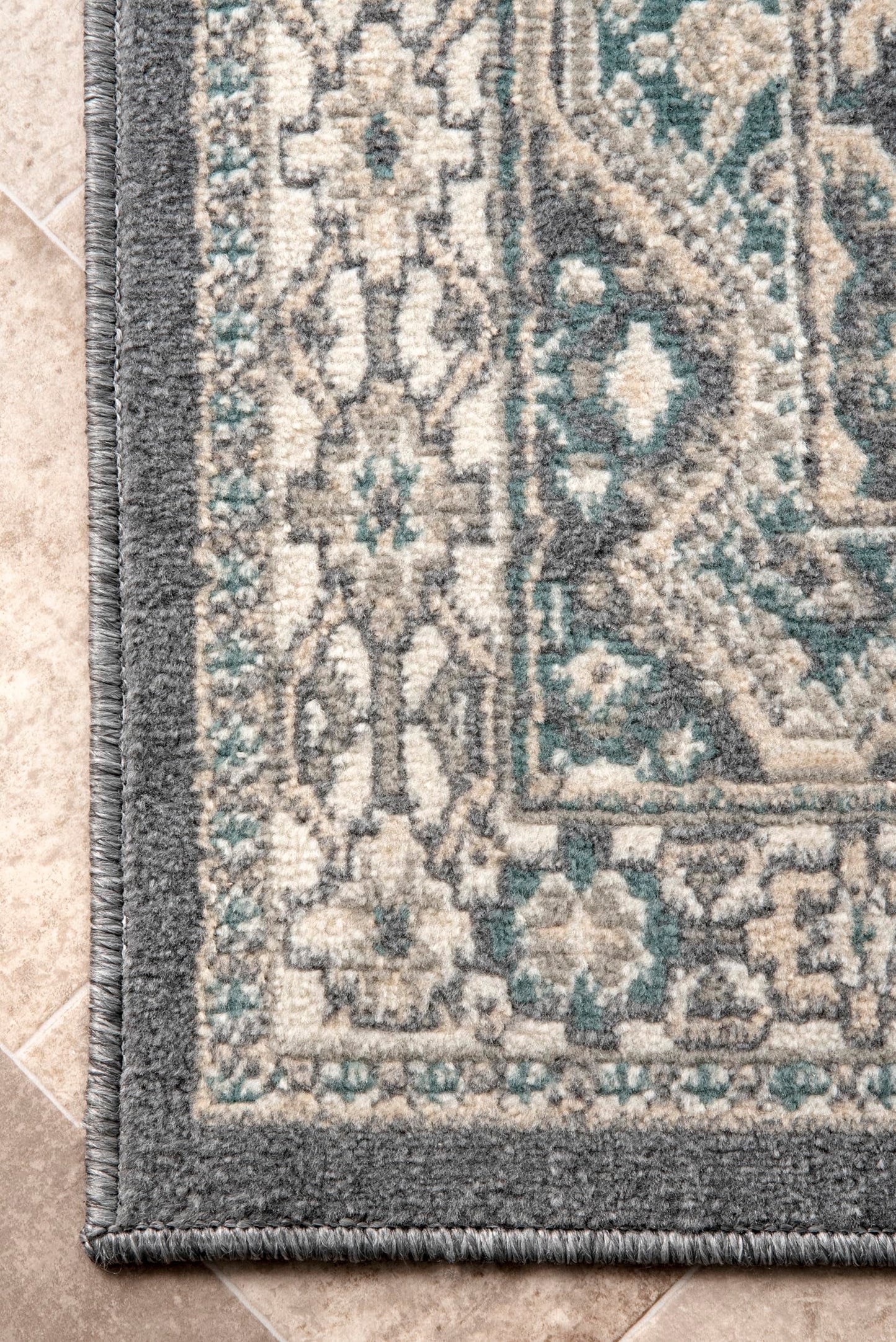 nuLOOM 3x5 Becca Traditional Tiled Area Rug, Charcoal, Faded Transitional Design, Stain Resistant, For Bedroom, Dining Room, Living Room, Hallway, Office, Kitchen, Entryway