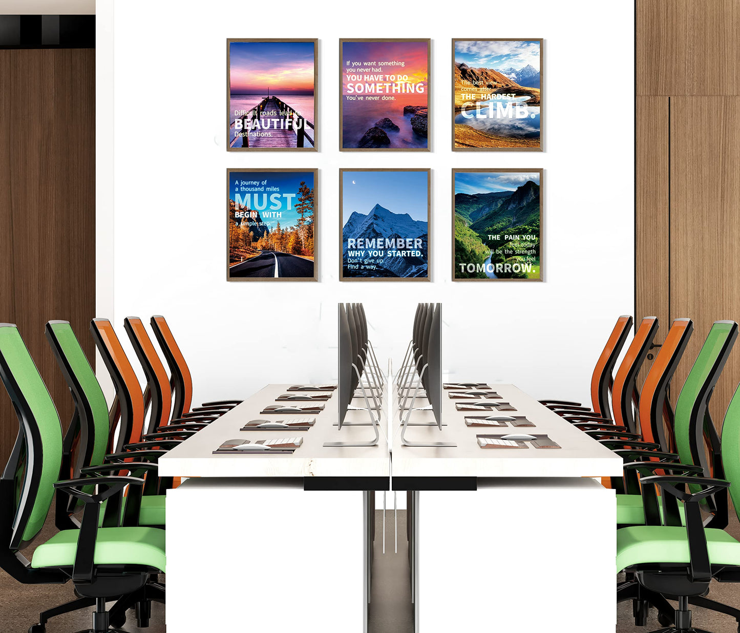 SGGYEFOK Motivational Wall Art Decoration Painting | 6-pack 8 x 10 inches, Suitable for Library, School, Gym,Office， Living Room deco（Frameless） 2
