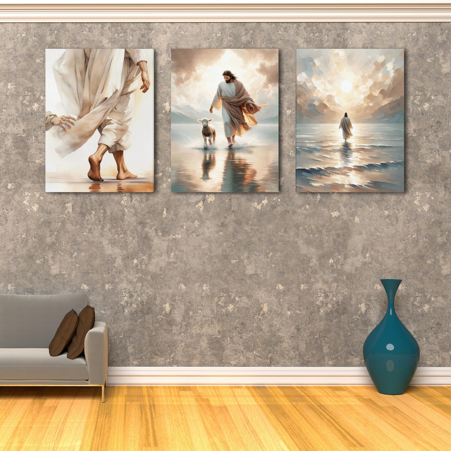 3 Pcs Christian Wall Art Jesus Decor Christ Religion Canvas Wall Decor Jesus Art Pictures Posters Prints Religious Paintings Room Decor for Church Prayer Room Christian Schools Hospitals 12'' x 16''