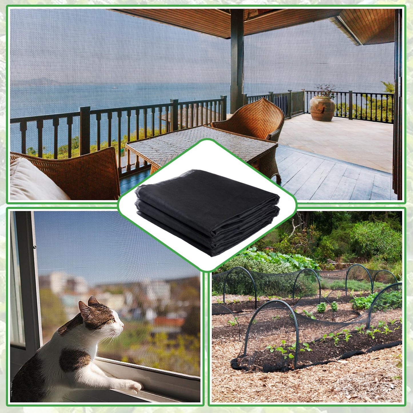 Stronger Garden Mesh Netting - 10 x 20 ft PP Nanocomposite Bird Net Barrier, Mosquito Netting Screen for Outdoor Plants Vegetables Patios Balconies Terraces, Shading Rate 33% (Black)