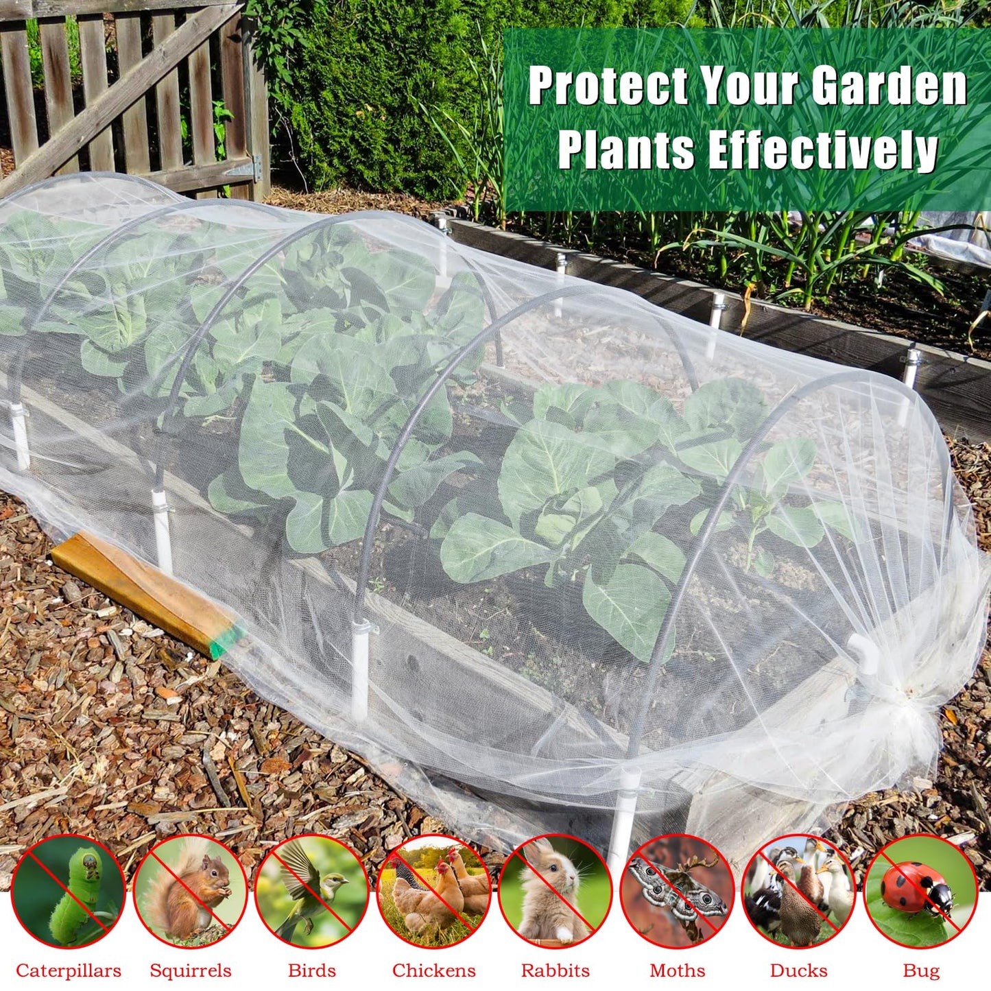 10 X 33 FT Garden Mesh Netting Pest Barrier for Raised Beds, Fruit Tree Netting for Cicadas, Bird Insect Nettings for Gardening, Blueberry Bush Strawberry Nettings Cover for Garden Protection