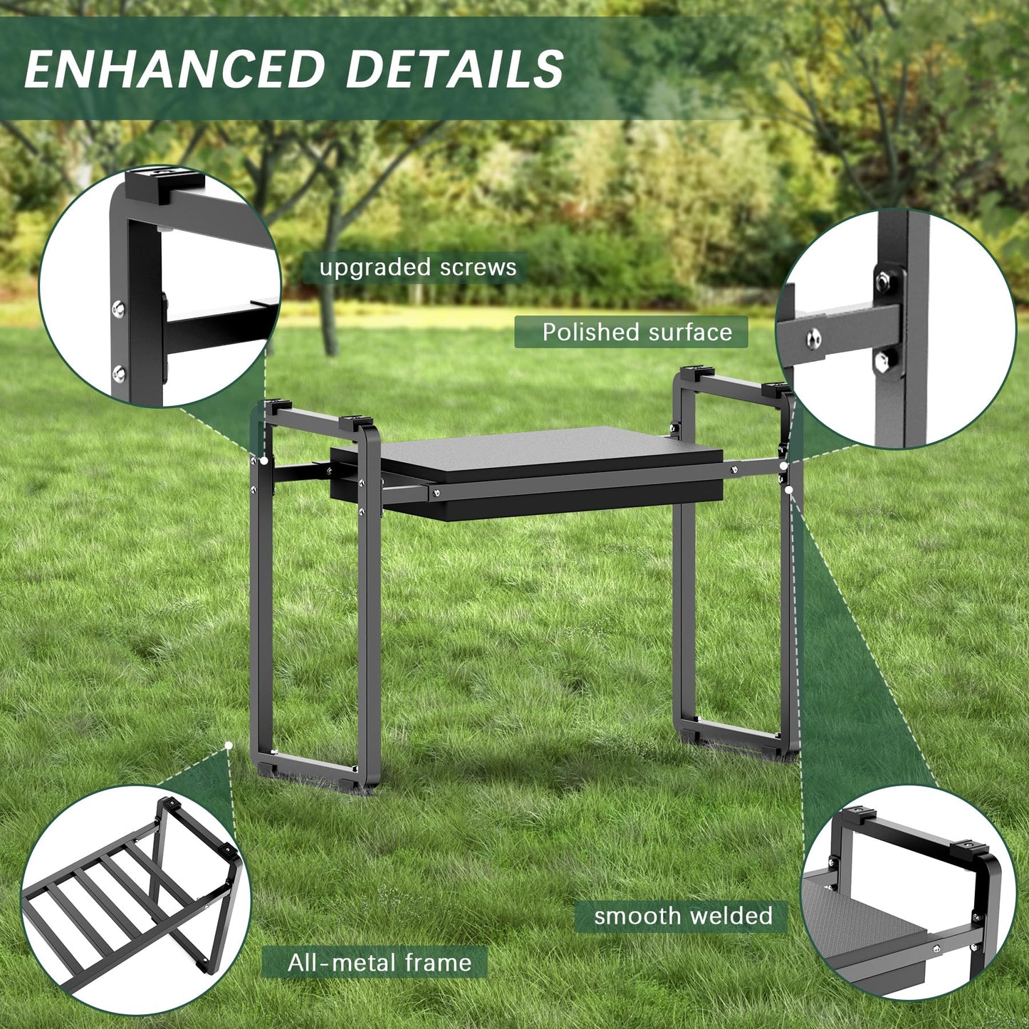 FLINTER Garden Kneeler and Seat, 10.2" Wider Heavy Duty Thick Gardening Bench for Kneeling and Seat - Multifunctional Kneeler Bench, Gardening Gifts for Women, Seniors Grandparents, Black
