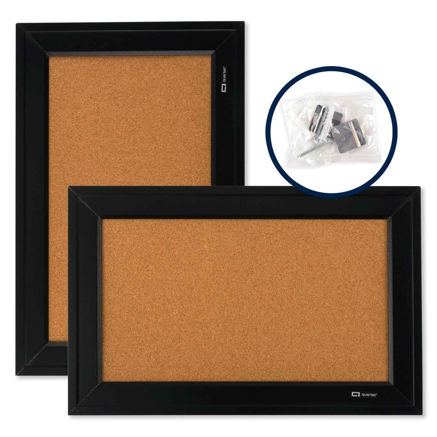 Quartet Cork Bulletin Board, Framed Corkboard, 11” x 17”, Black Frame, Message Board (79279)