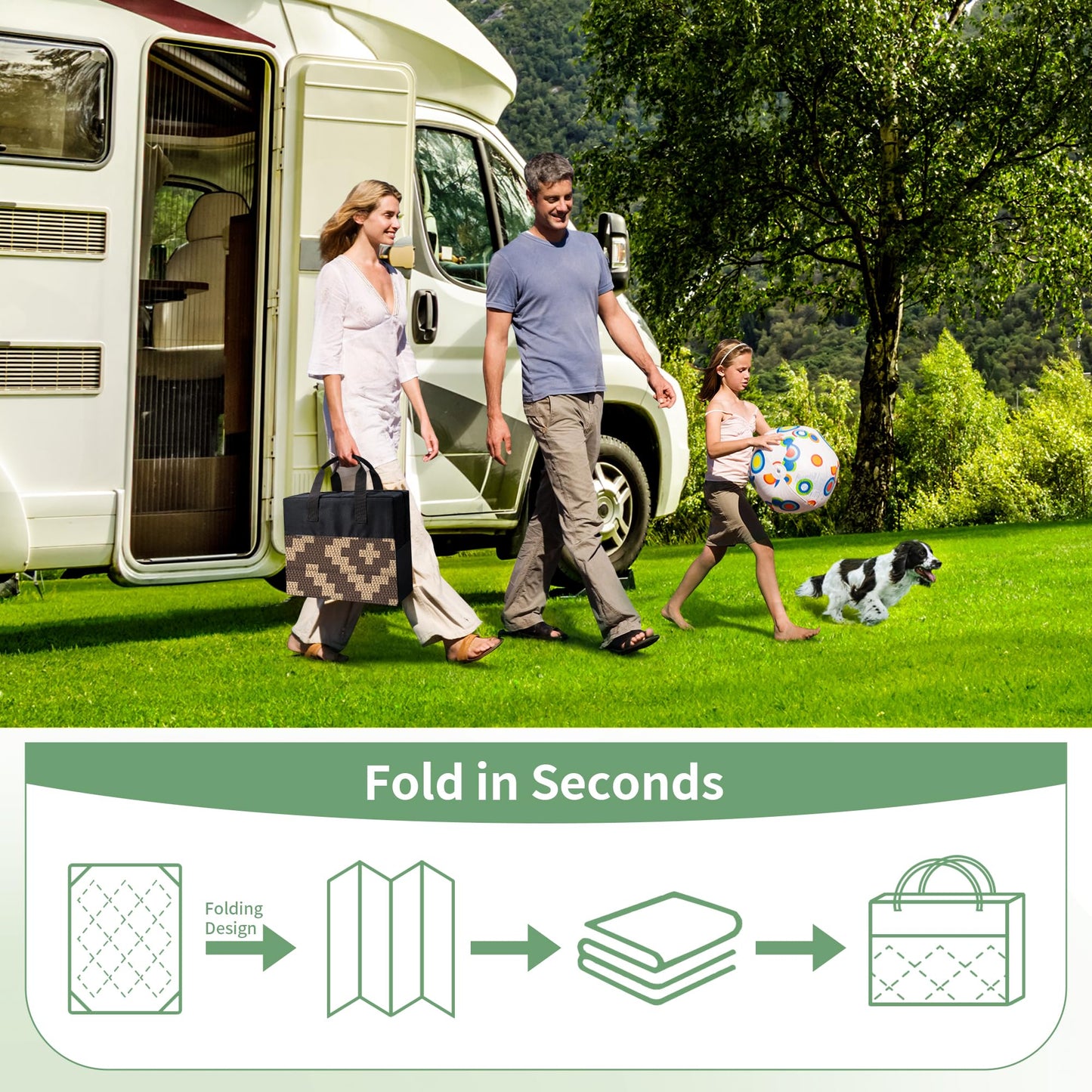 GENIMO Outdoor Rug for Patio Clearance, 6'x9' Reversible Plastic Straw Rugs, Lightweight Waterproof RV Camping Mat for Camper, Balcony, Deck, Backyard, Picnic, Coffee & Brown