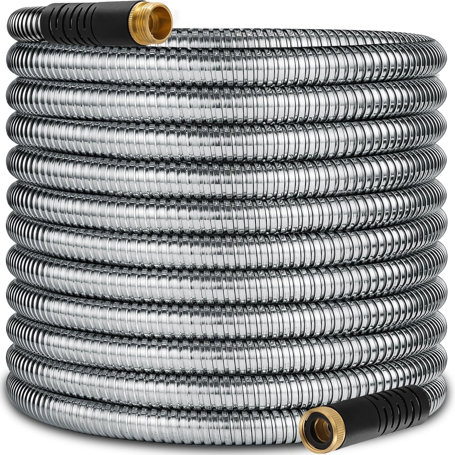 100 ft Stainless Steel Garden Hose - 2026 New Upgraded Metal Water hose - Flexible Water Hoses Pipes with Latex Core, 3/4" Solid Brass Connector - No-Expandable Watering Garden Hoses