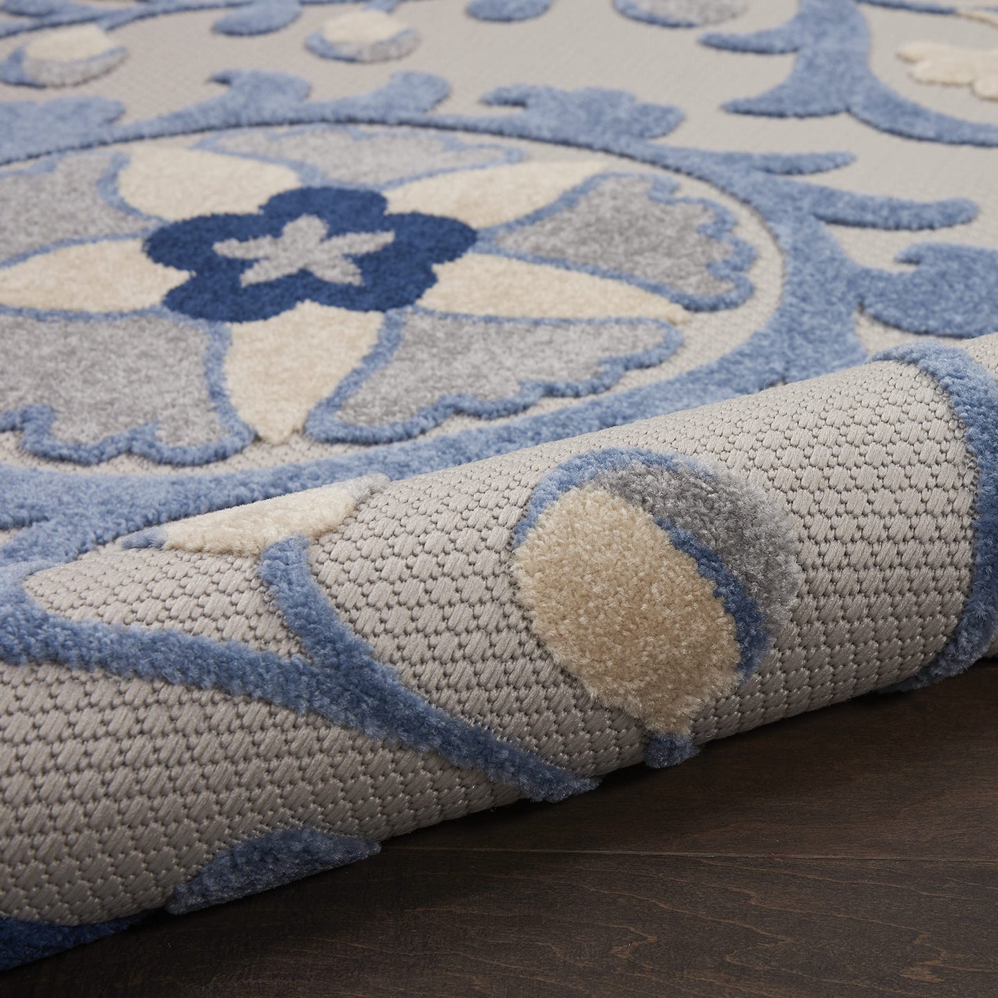 Nourison Home Aloha Blue Grey 3'6" x 5'6" Area Rug - Easy Clean, Non Shedding, Bed Room, Living Room, Dining Room, Kitchen (4' x 6')
