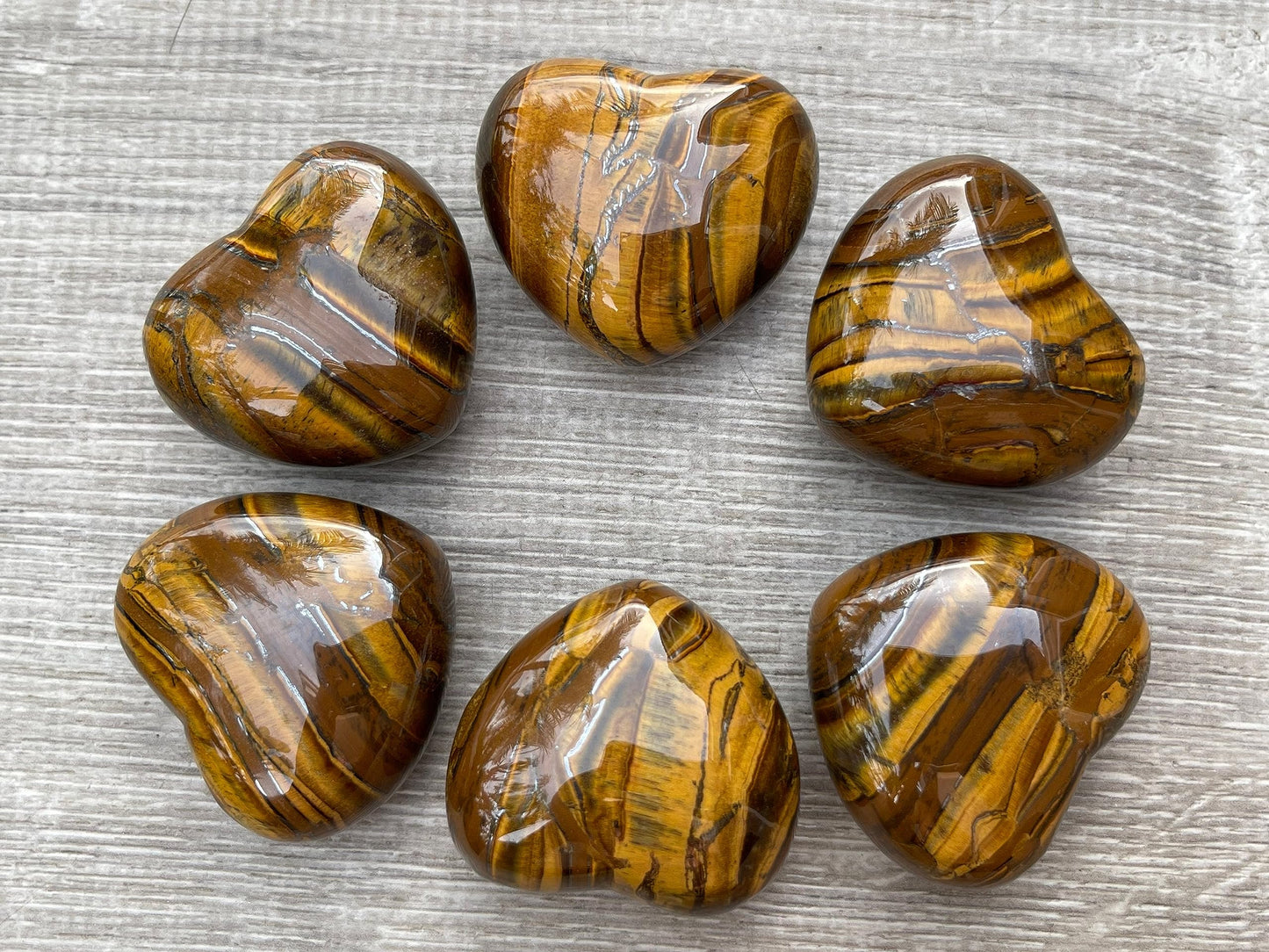 Tiger Eye Gemstone Hearts, Polished Tiger Eye Puffy Hearts, Tiger Eye Crystal Palm Stone, Tiger Eye Healing Crystal Hearts (1 Heart)