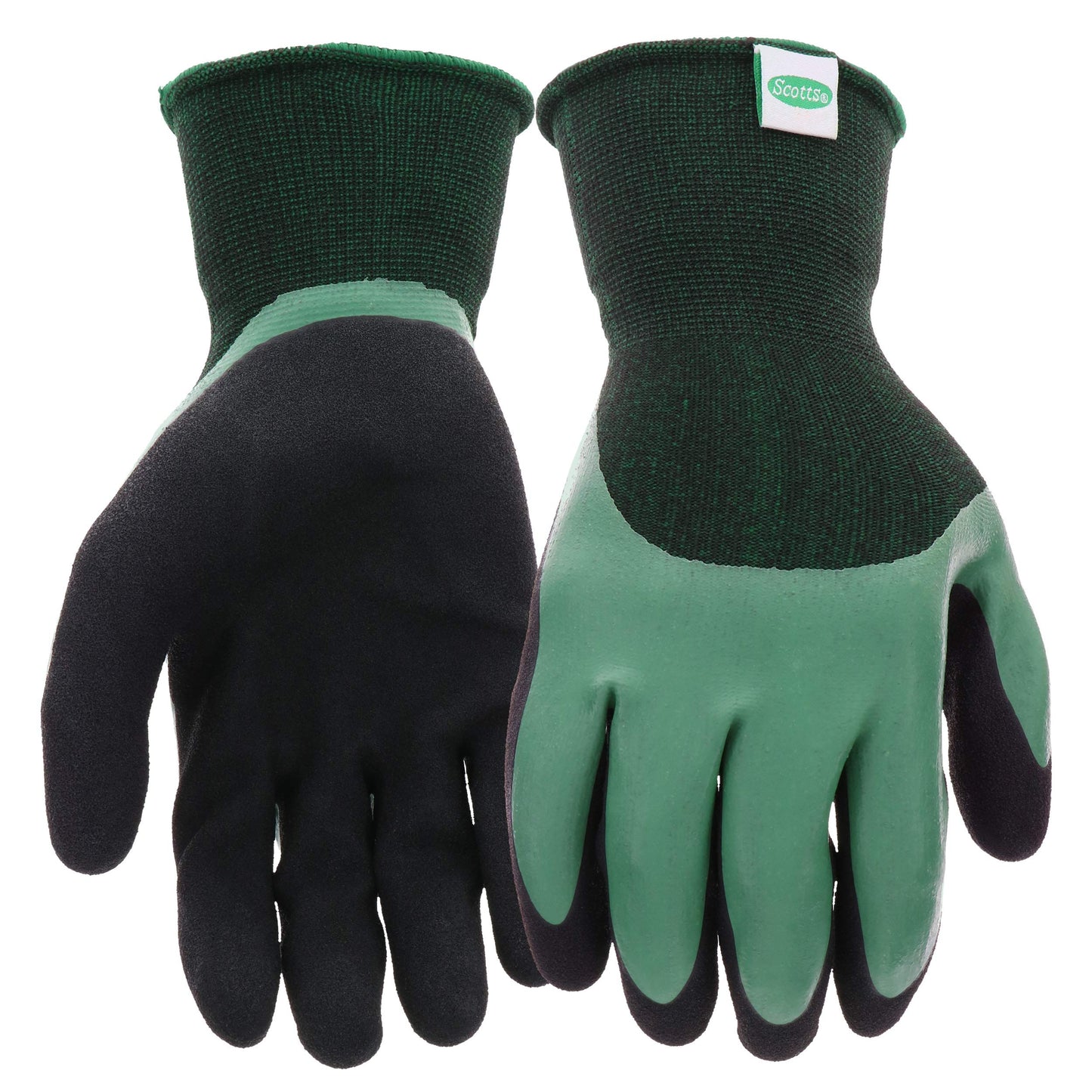 West Chester Scotts Men's Doubled Dipped Latex Work Gloves, Water Resistant, Excellent Grip, Abrasion Resistant, Green/Black, Large, (SC30602/L)