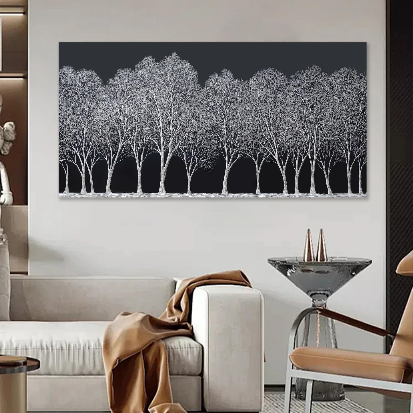 Trogonup Black and White Wall Art for Bedroom Large Forest Picture Landscape Tree Artwork for Living Room Home Office Modern Canvas Prints Ready to Hang 20"x40"