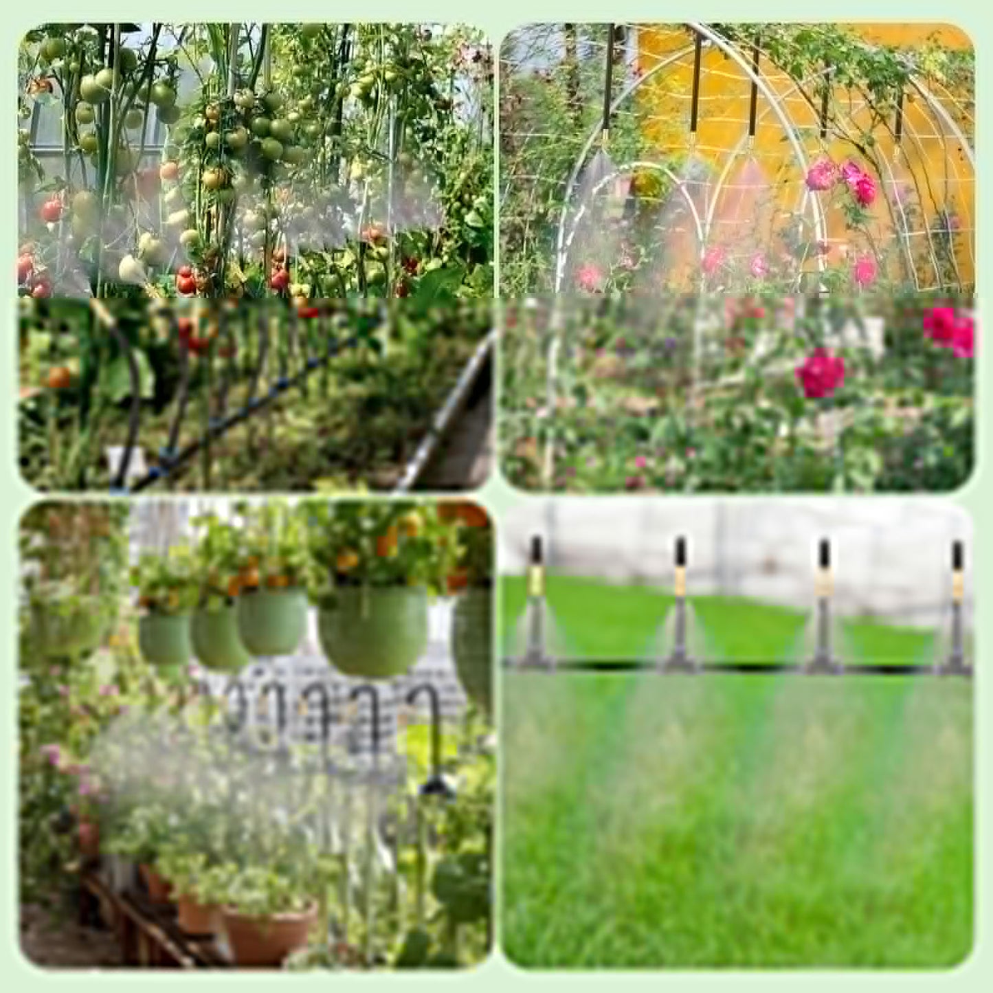 Geelin 49.21ft Garden Drip Irrigation System, 360° Adjustable Watering Kit with 16 Nozzles Automatic Irrigation Watering Misting System for Greenhouse, Yard, Lawn, Plant
