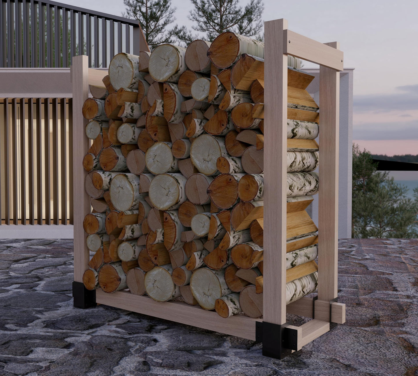 Fire Beauty 4 Pack Firewood Rack Base,Heavy Duty Metal Adjustable Log Storage Rack Bracket
