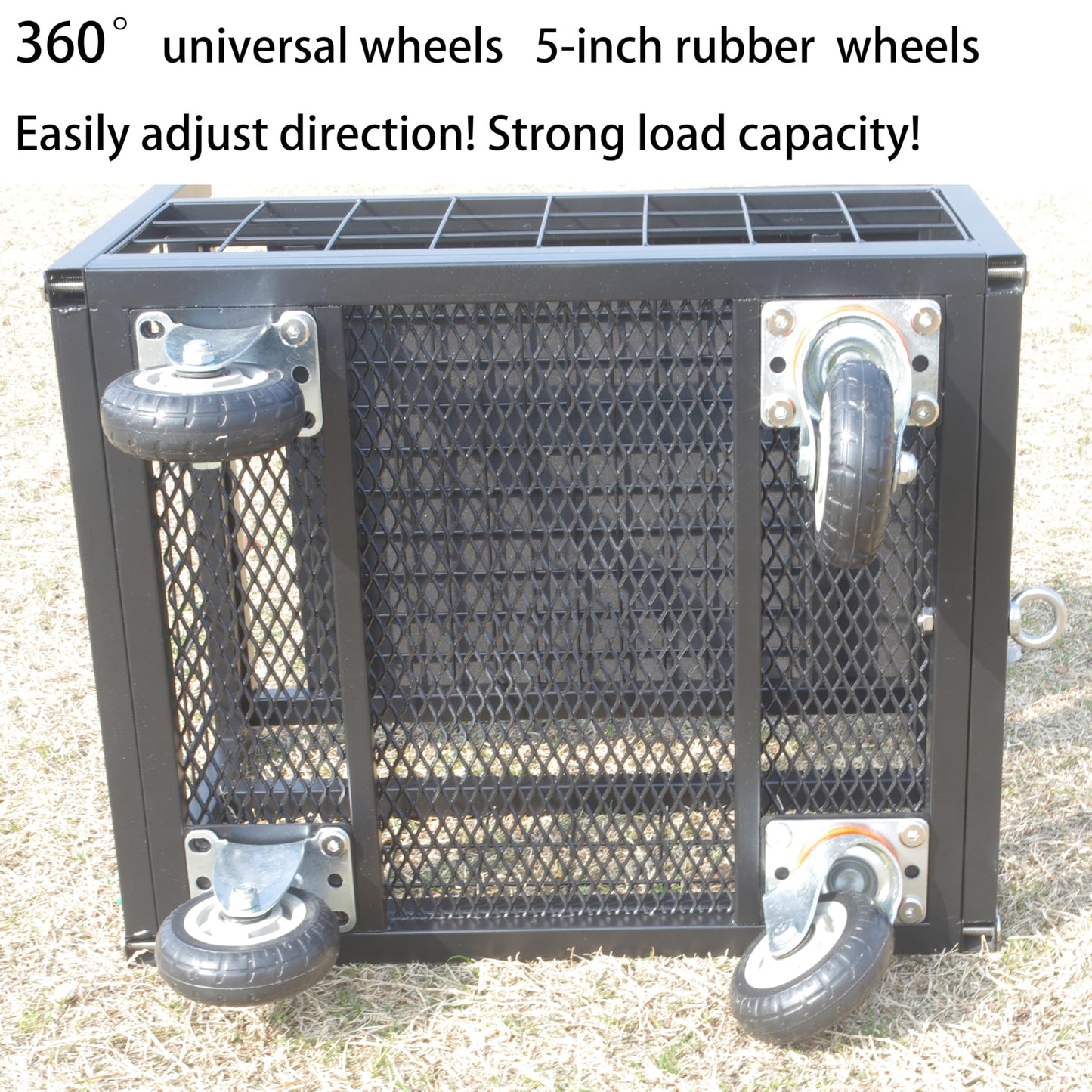 Lidouts Garden Work Seat with Universal Wheels Lawn Patio Metal Heavy Duty Gardenning Cart with Seat - Garden Rolling Stools Black Green (Black, Extra Large)