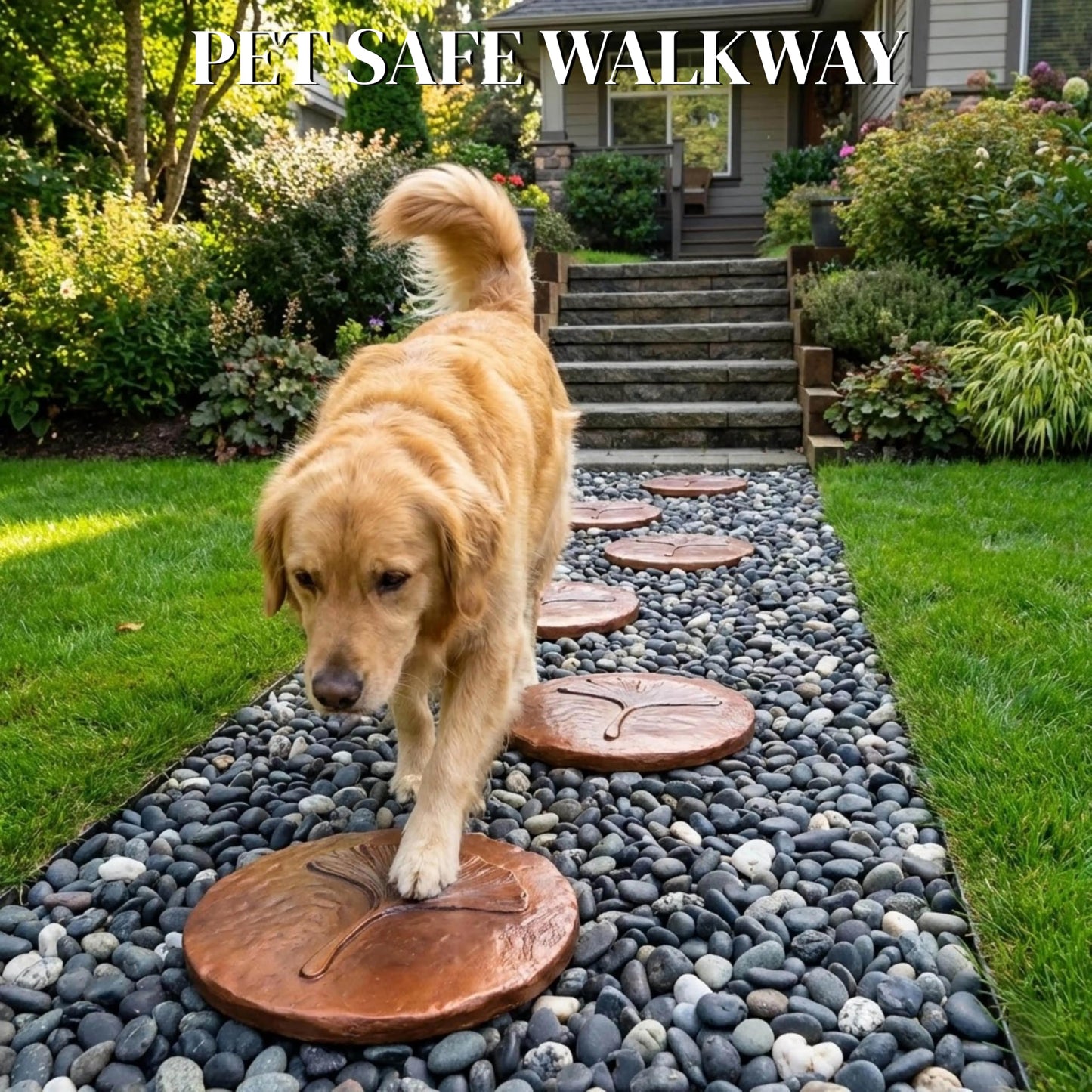 Stepping Stones Outdoor Set of 3, 10.8" Antique Ginkgo Bronze Garden Stones Outdoor Decorative Set – Grandma Mothers Day Gifts, Garden Memorial Stone for Loved Ones, Backyard Pathway Pavers, Walkway