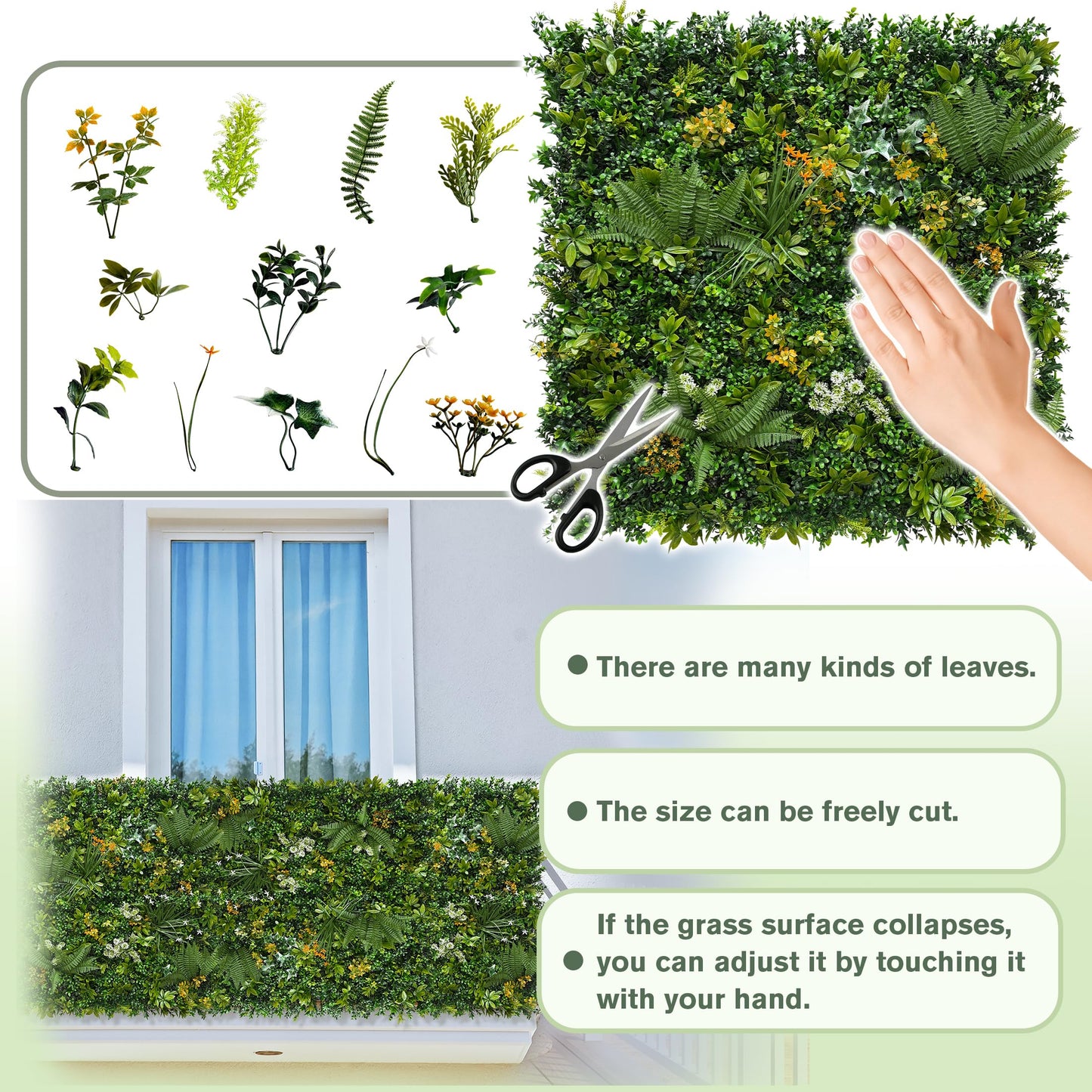 DOPGIB Artificial Green Wall Panels: 40"x120" Faux Greenery Vine Hedge Ivy Privacy Fence Screen with UV Protection&Fake Boxwood Plant Backdrop for Indoor Wedding and Outdoor Garden Backyard Decor