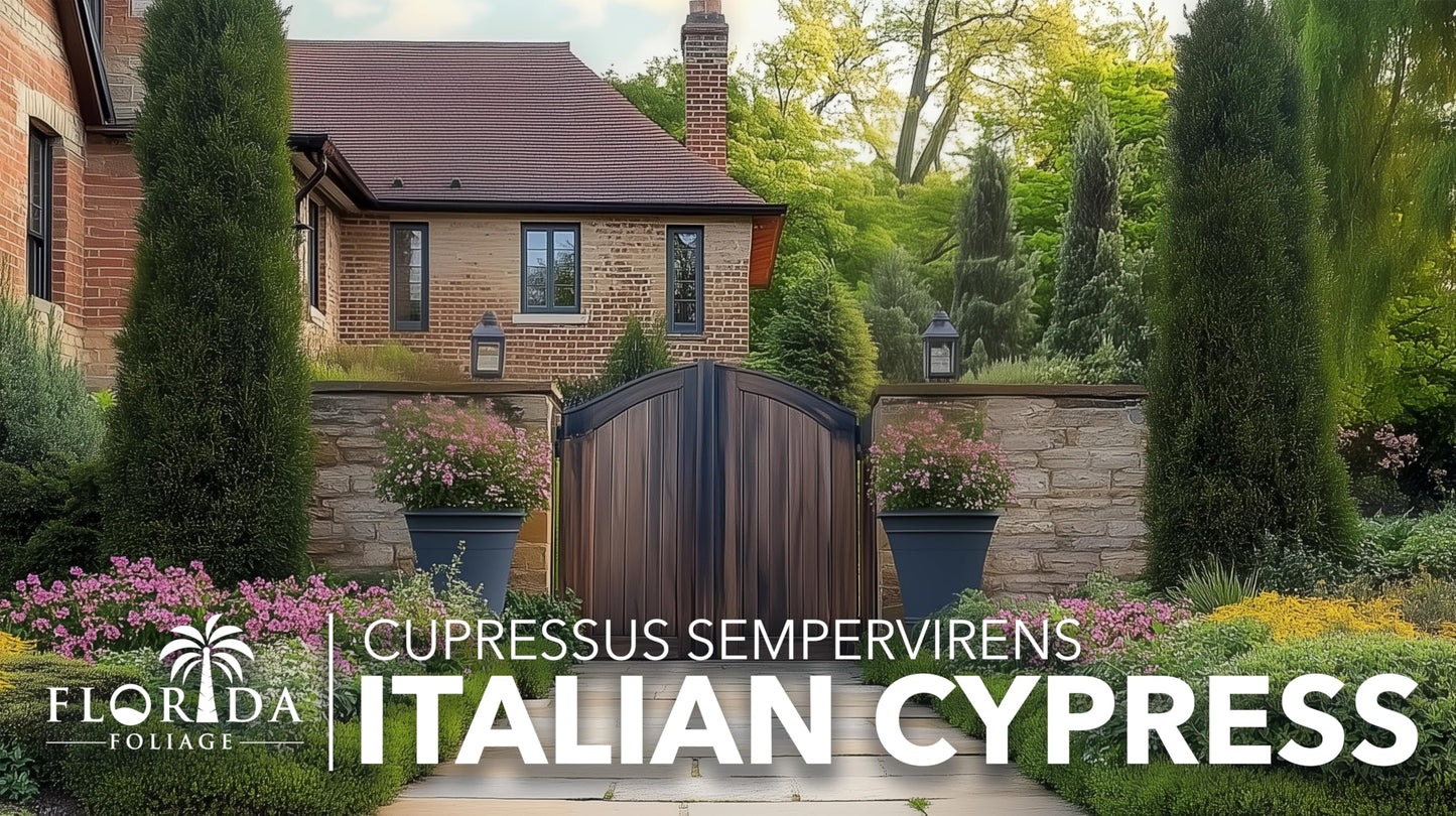 Italian Cypress | 3 Large Trade Gallon Size Trees | Cupressus sempervirens | Narrow Evergreen Plants | Tall Privacy Landscaping | Upright Ornamental Outdoor Plant