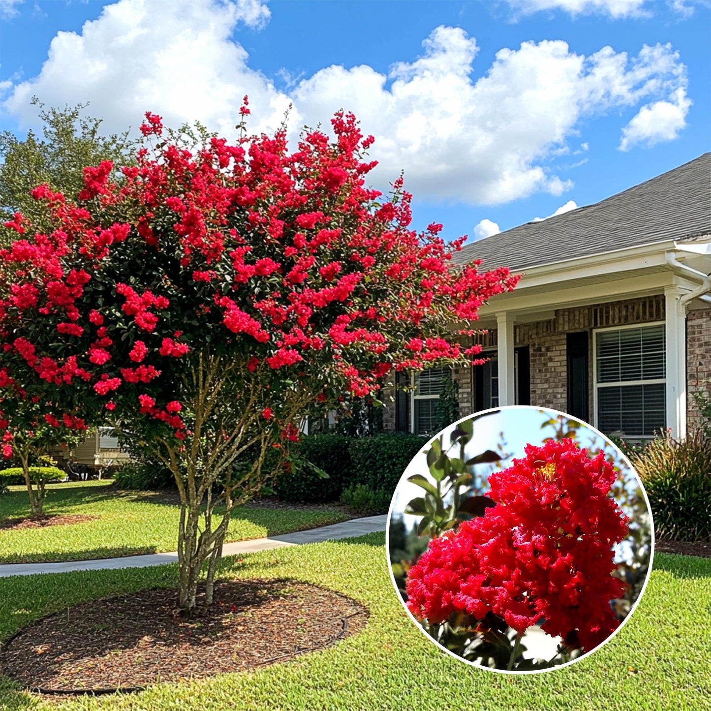 Crape Myrtle Red Rocket | 2 Extra Large Trade 3 Gallon Plants | Lagerstroemia Indica | Fast-Growing Ornamental Tree, Drought Tolerant, Long Blooming Season, Summer Flowering Shrub, Low Maintenance