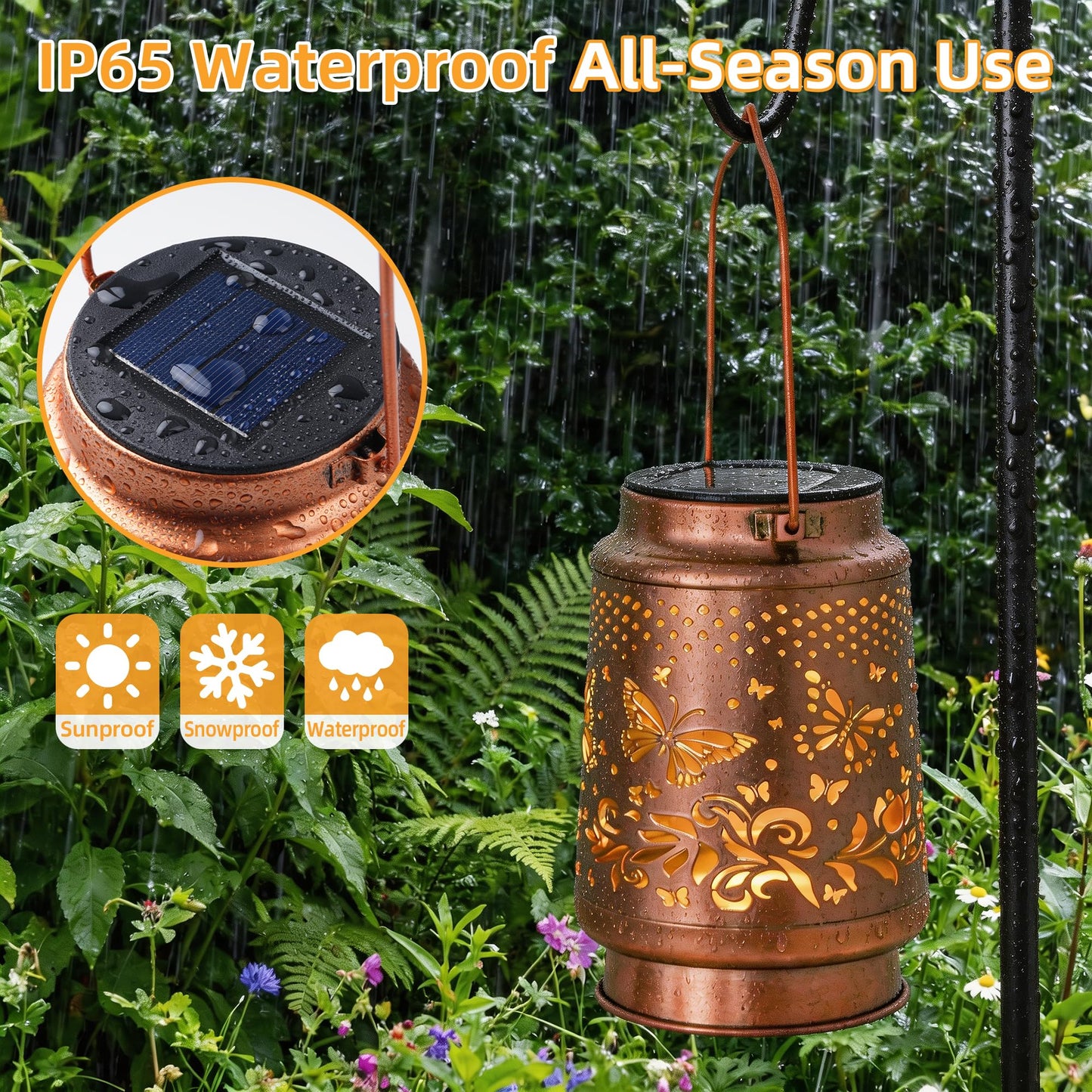 FancyPlus Solar Lanterns Outdoor Waterproof, Butterfly Birthday Gifts for Women Mom Grandma, Garden Hanging Solar Lantern Lights for Patio