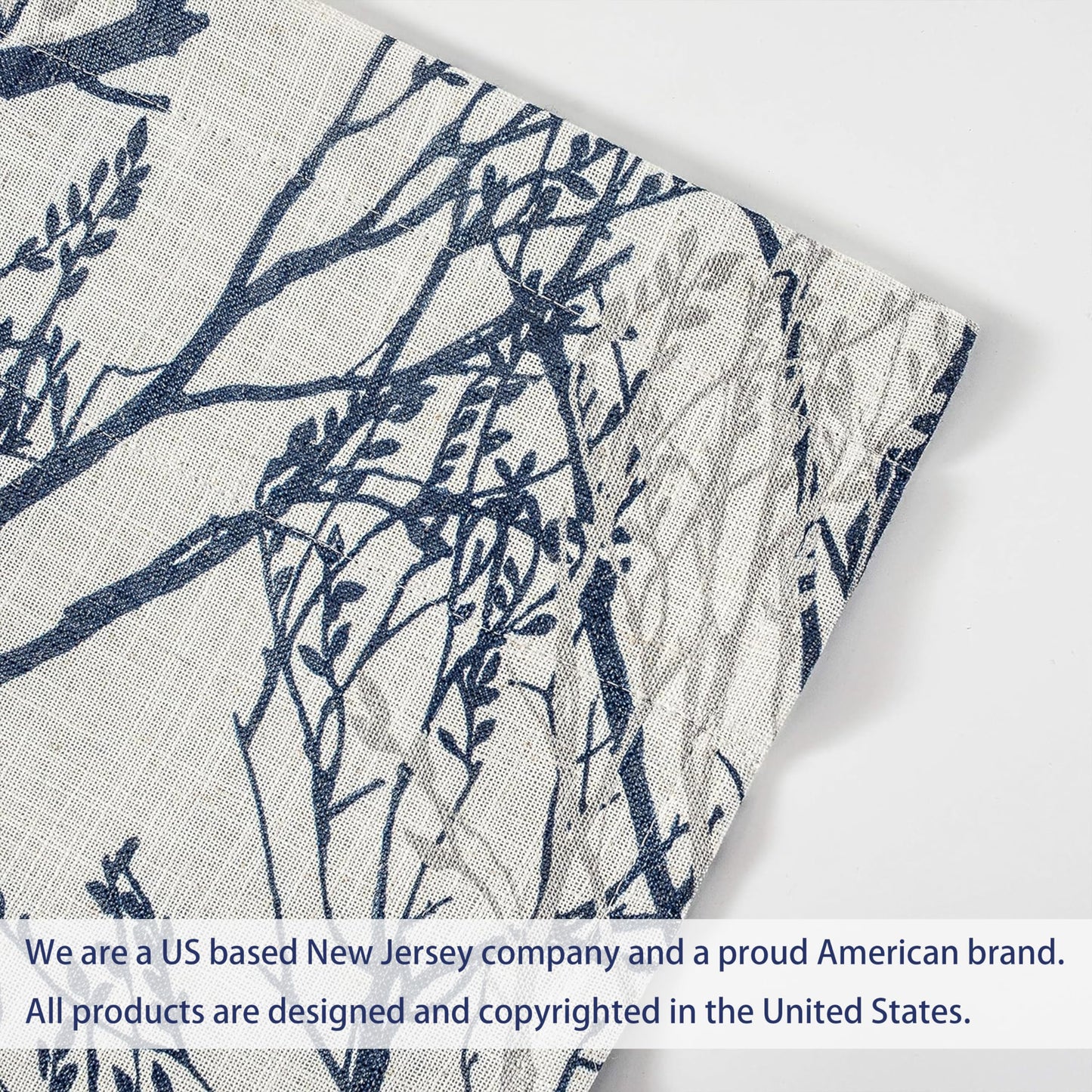 DriftAway Tree Branch Linen Lined Valance Double Layer Thermal Insulated Room Darkening Blackout Valances 3 Inch Rod Pocket Short Window Valance for Living Room Bathroom 52 Inch by 14 Inch Blue