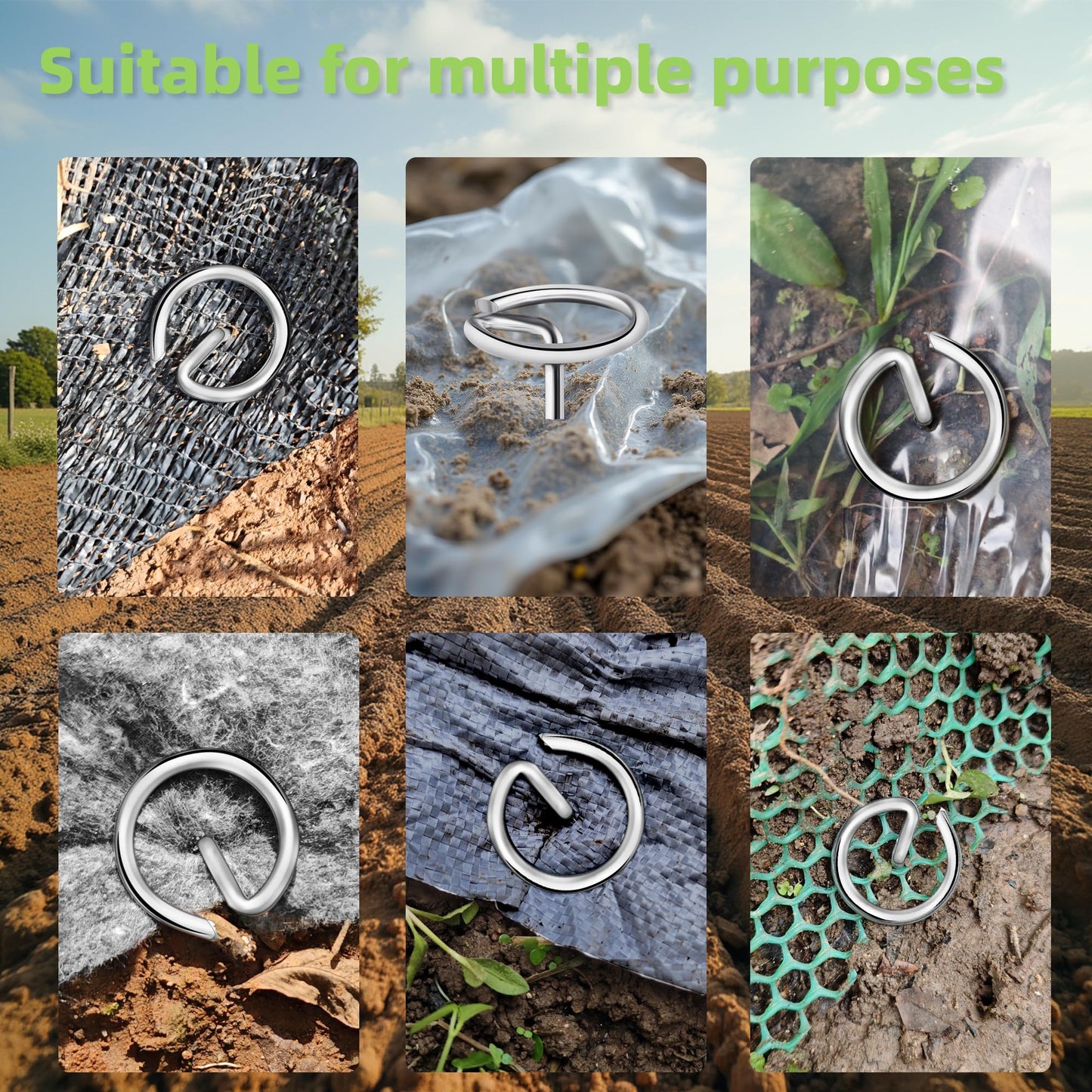 240Pcs Thick 8 Gauge 0.16 in Circle Top Landscape Fabric Pins Hard Holding,6 Inch Galvanized Landscape Fabric Stakes, for Tent, Weed Barrier Fabric, Plant Cover,Landscape Pins Stronger Not Easy Bend