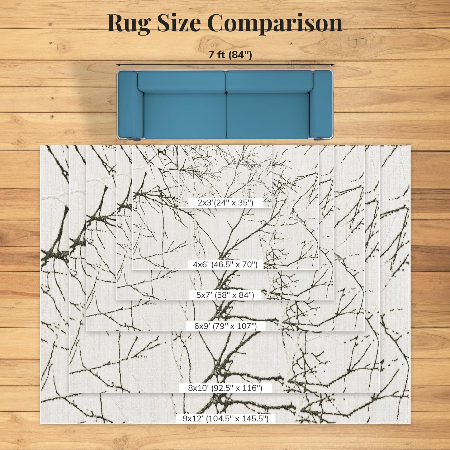 LUXE WEAVERS Modern Abstract Nature Cream Green 5x7 Area Rug, Non-Shedding Carpet