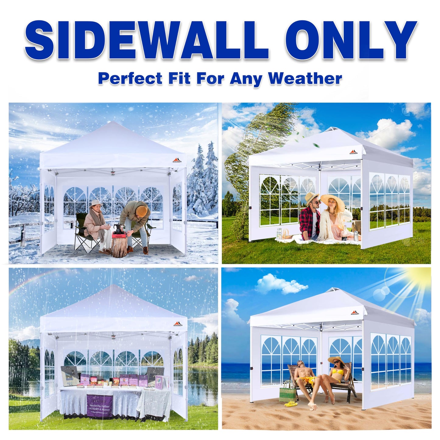 SCOCANOPY Church Window Sidewall for 10x10 Canopy Frame, 3 Pack Sunwalls Only,(Khaki)