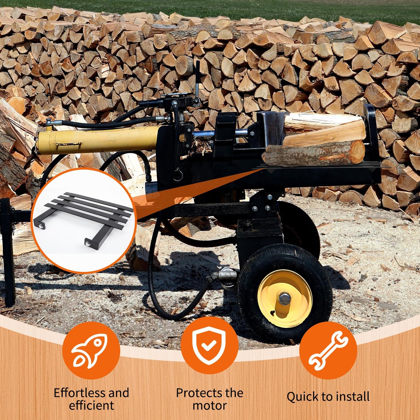Frienda 2 Pack Log Catcher for Splitter Heavy Duty Metal Log Rack Catcher Splitter Part Accessories Tool, 11" Hole Center Distance