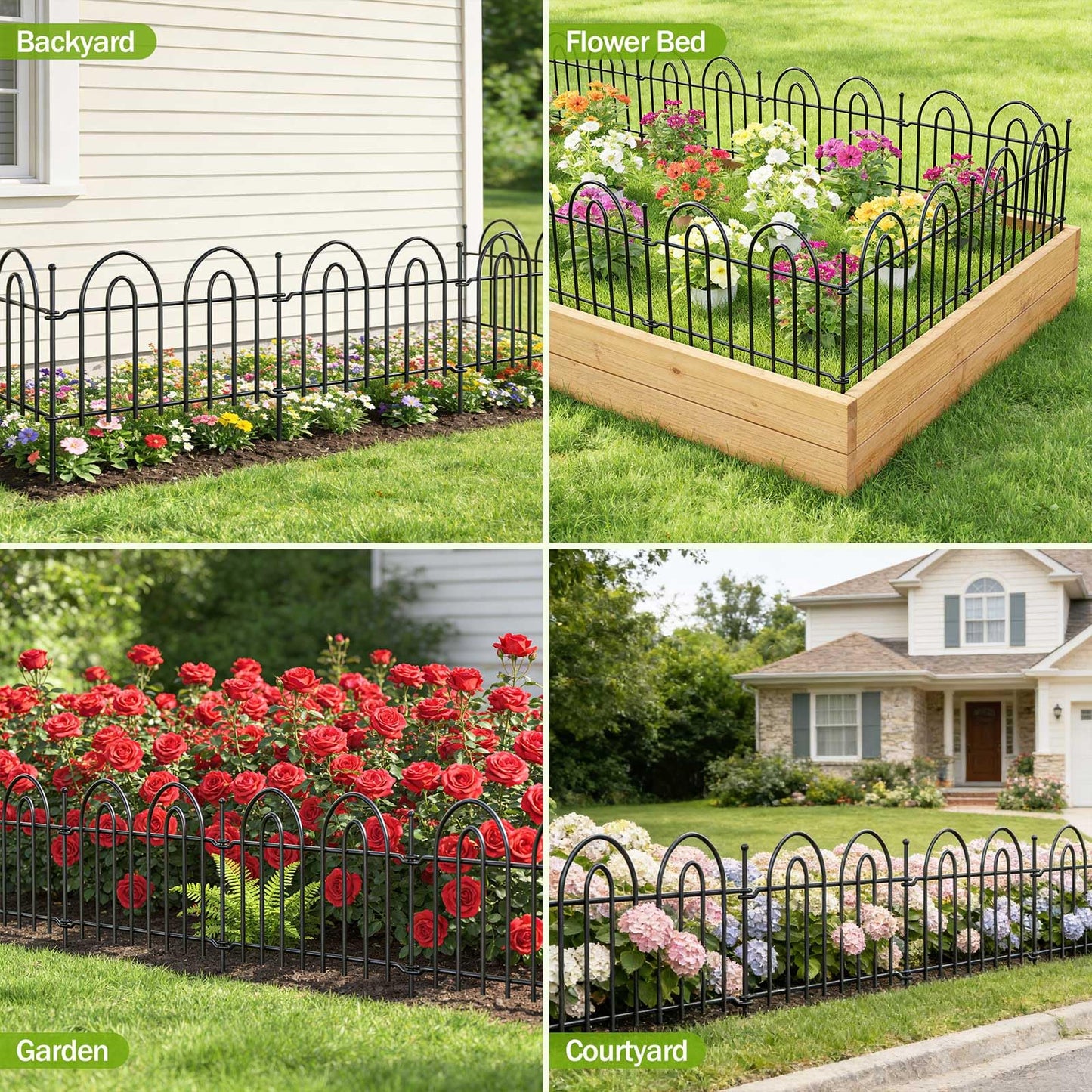 45ft x 13in Garden Fence Animal Barrier, 32 Panels Decorative Garden Fence Border, No Dig Garden Fence Panels, 1.8in Gap Rustproof Metal Stakes, Ground Defense Border Fence for Outdoor, Yard, Patio
