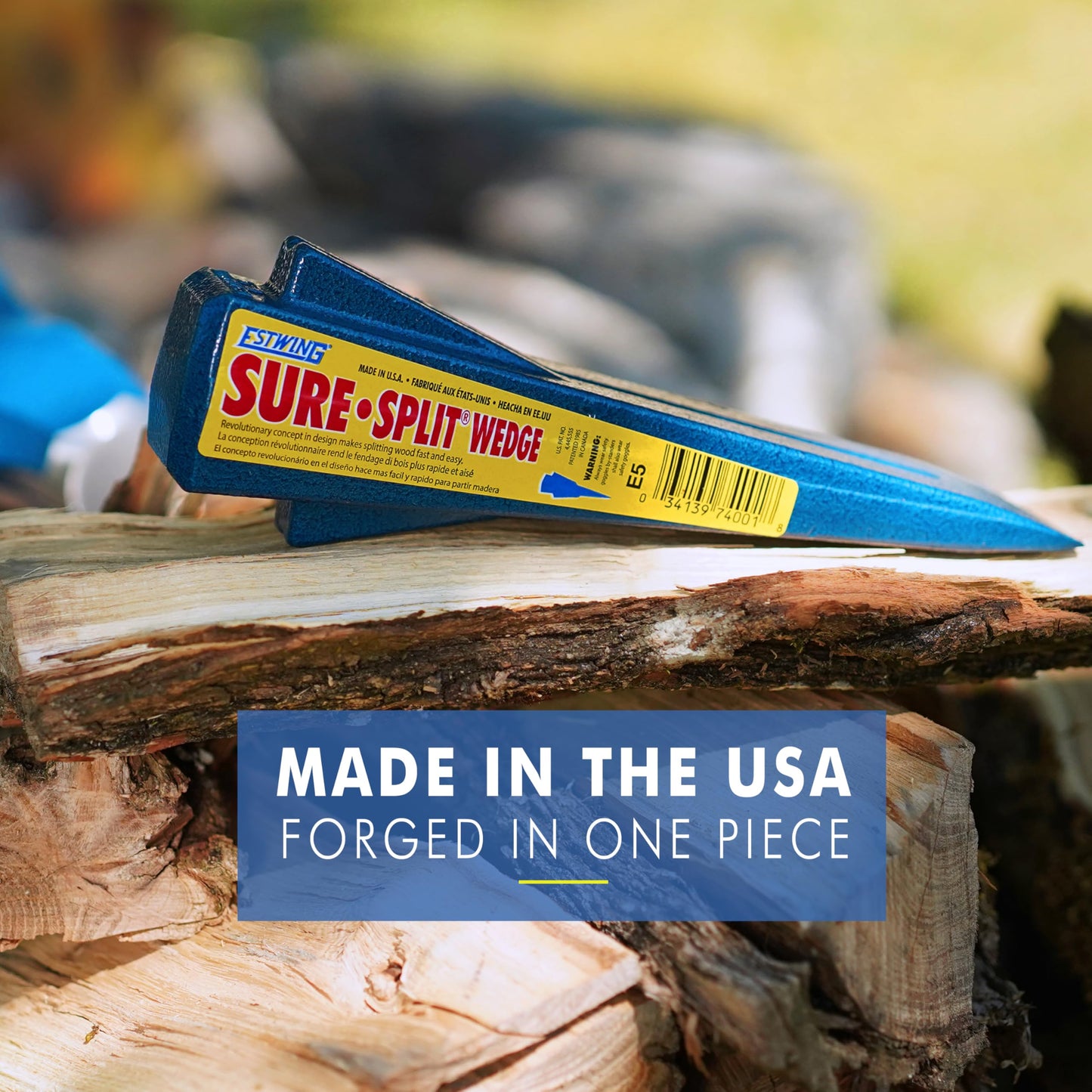 ESTWING Sure Split Wedge - 5-Pound Wood Splitting Tool with Forged Steel Construction & 1-7/8" Cutting Edge - E-5