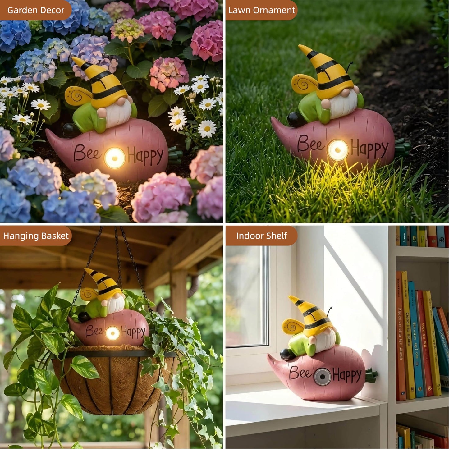 Lune cle Garden Gnomes Outdoor, Solar Gnome Garden Statue & Fairy Garden Accessories, Funny Garden Gnome Yard Ornaments & Lawn Statues, Resin Decor Gnomes Gifts for Women Mom