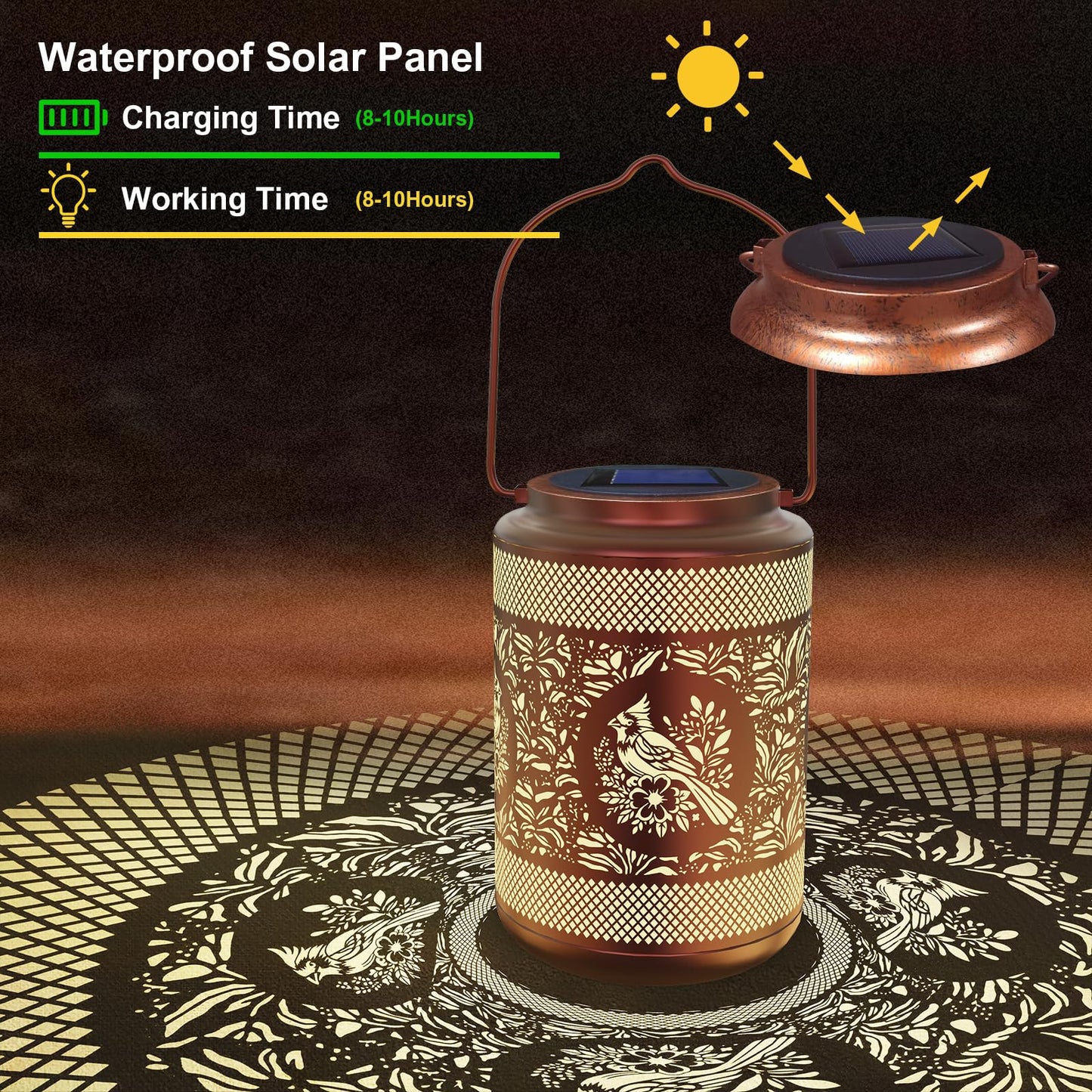 Birthday Gifts for Women Mom Grandma Solar Lanterns Outdoor Waterproof Mushroom Garden Decor Hanging Metal Lights Outside for Yard,Patio,Backyard,Porch (Hummingbird)