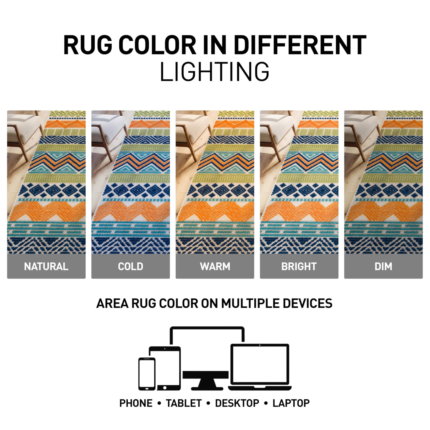 Rugshop Multi Marbella Boho Indoor/Outdoor Square Area Rug, Machine Washable for Patio, Dining Nook and Balcony 6'6" x 6'6" Square