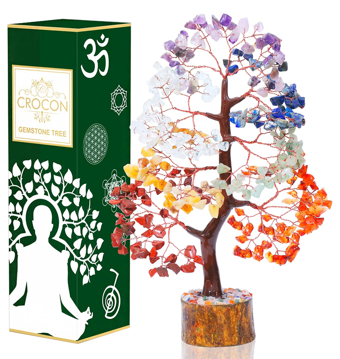 Crocon® Seven Chakra Crystals Tree of Life, Gifts for Women, Men, Sister & Mom, Desk Decor Birthday Gifts, Money Tree Healing Crystals Women Gift Ideas, Housewarming Gift New Home, Sister Presents