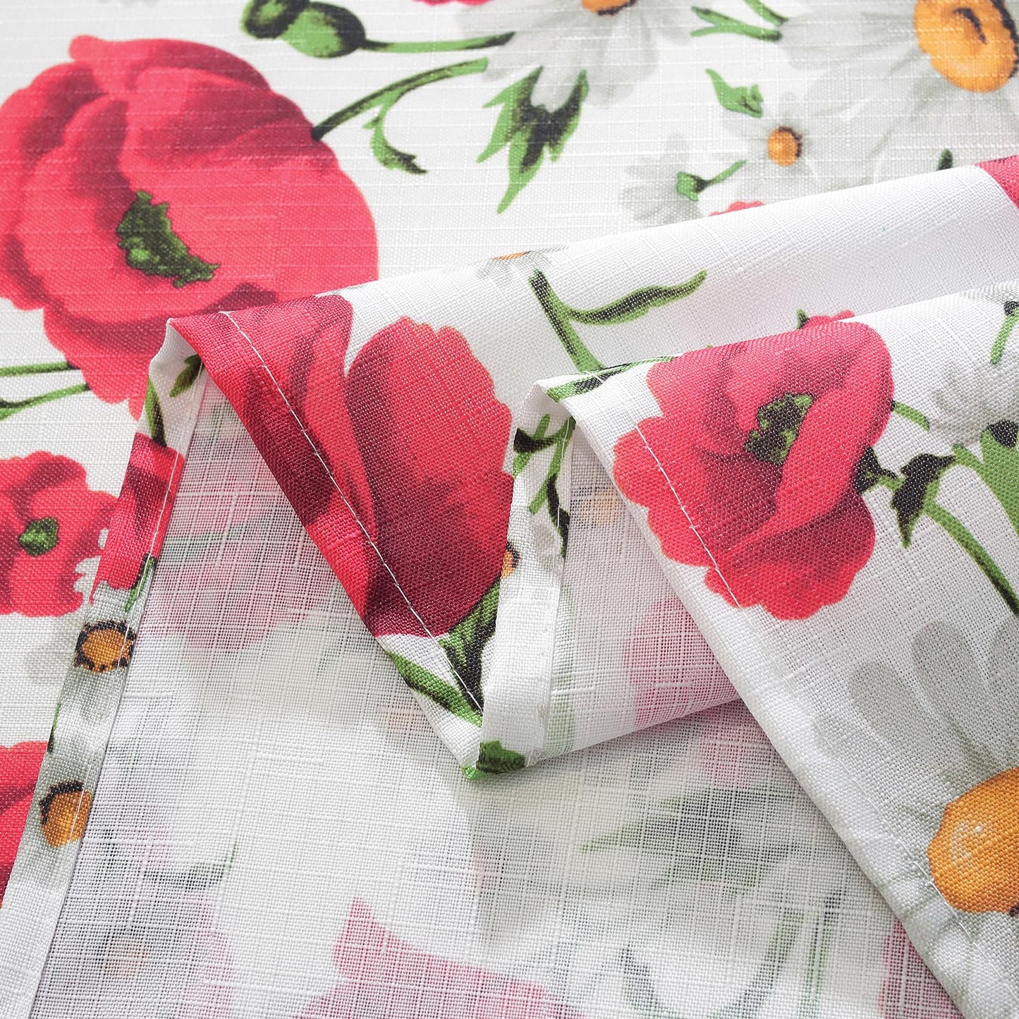 SASTYBALE Spring Summer Tablecloth 52 x 70 Inches Rectangle Red Floral Table Cloth, Washable Water Resistant & Wrinkle Free Polyester Texture Table Cover for Party,Picnics, and Dinner Decor