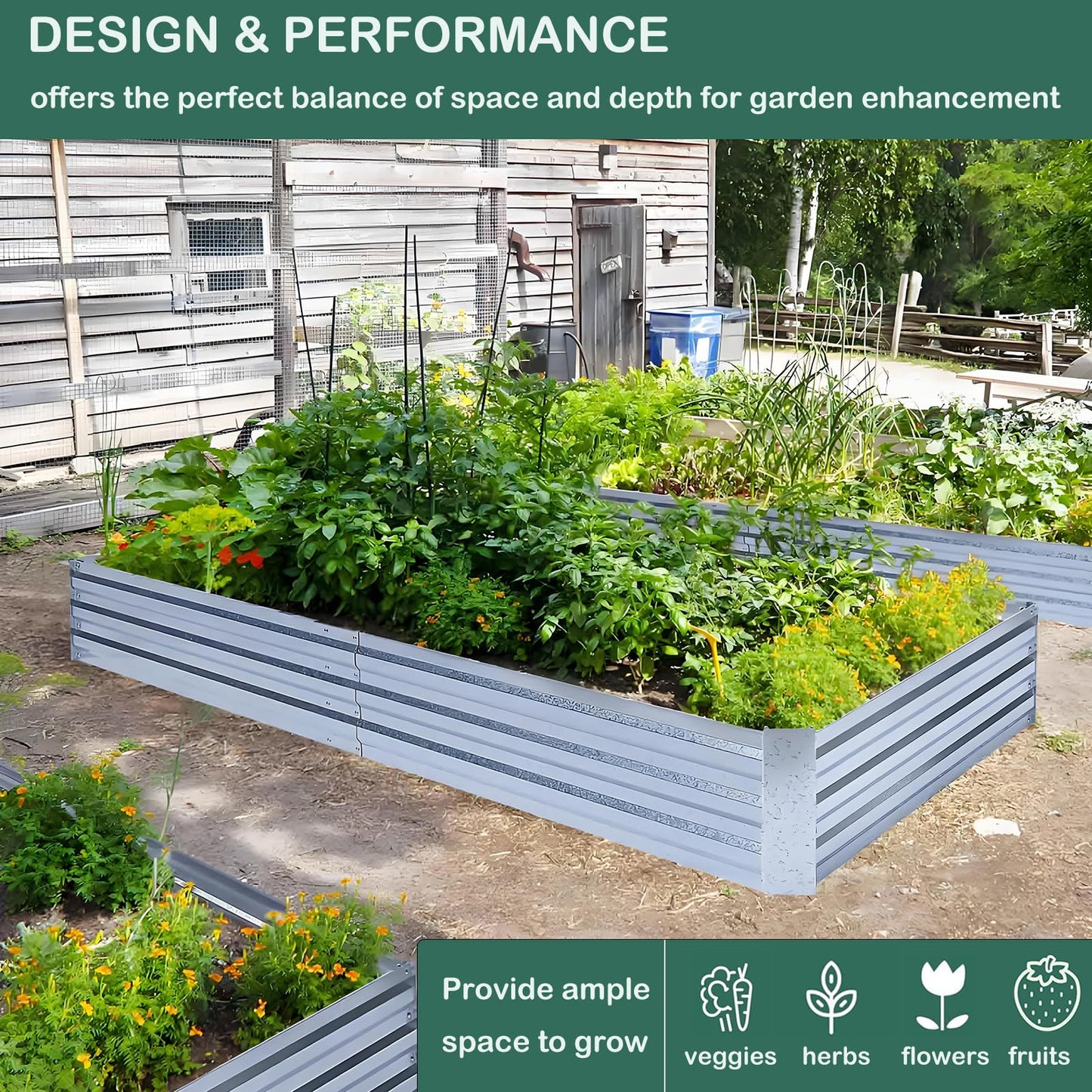 FOYUEE Galvanized Raised Garden Beds 3-Pack (8x4x1ft Each) – Overlapping 4-Inch Panels with Two-Row Screws, Heavy-Duty Metal Planter Box for Vegetables, Herbs, Flowers, Large Garden Kit
