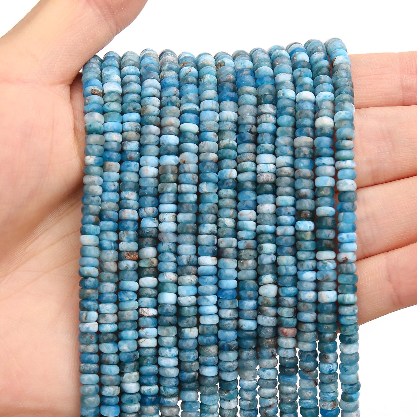 BONNY BOXX 1 Strand (150PCs) Natural 2 * 4mm Apatite Rondelle Beads, Natural Abacus Disk Stone Beads Loose Spacer Gemstone for DIY Bracelet Necklace Jewelry Making