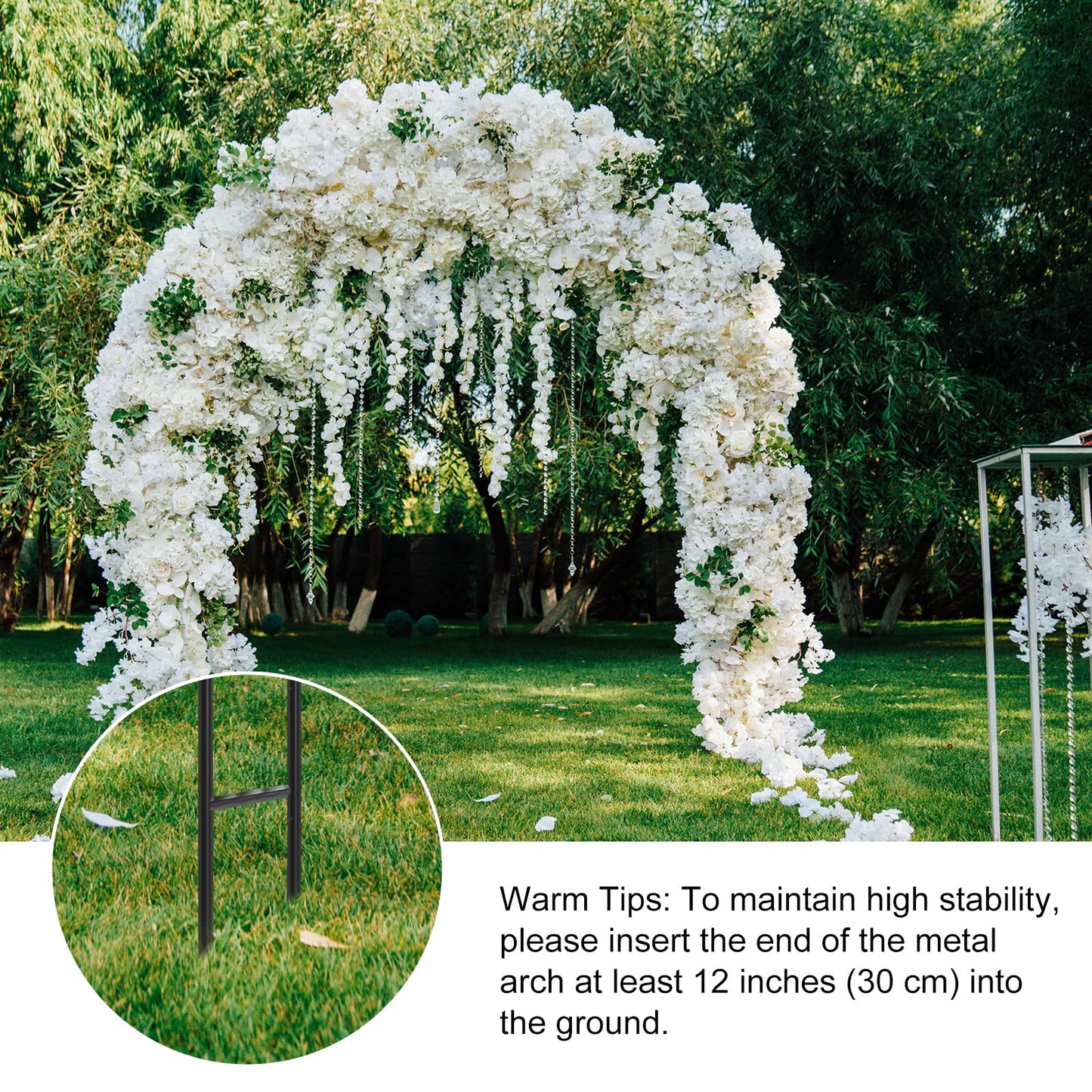 RUBFAC 7.8ft Garden Arch Trellis for Climbing Plants Outdoor, Metal Arch Frame Garden Arbors and Arches, Outdoor Archway for Flower Vines Wedding Bridal Party Decoration, Black